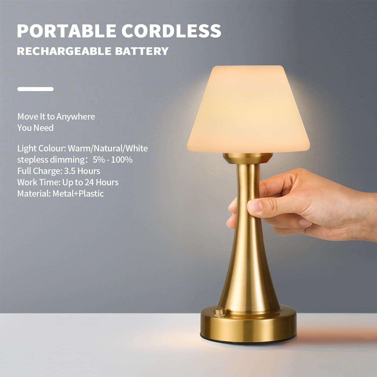 Lámpara de Mesa LED Recargable USB URLIGHTS YD03 30cm Latón Antiguo