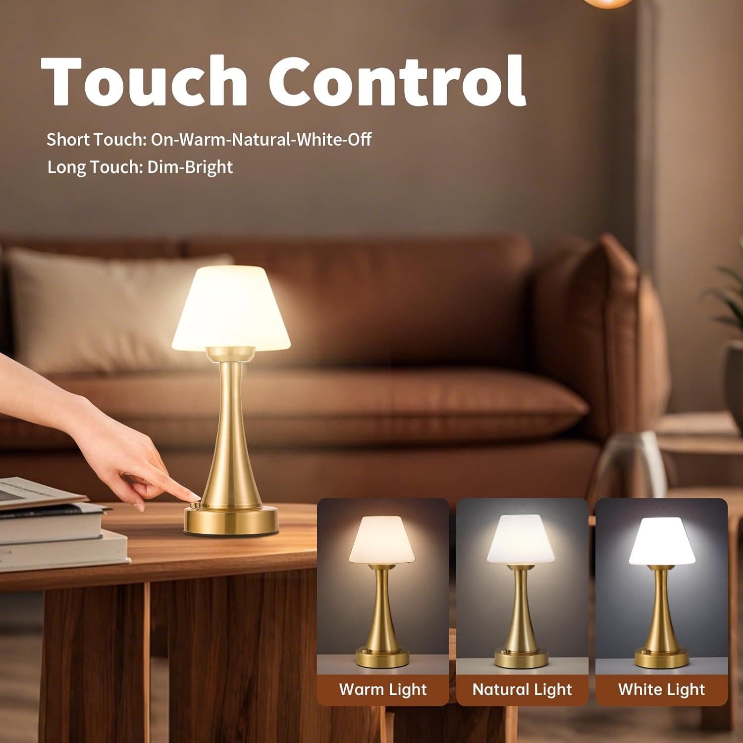 Lámpara de Mesa LED Recargable USB URLIGHTS YD03 30cm Latón Antiguo