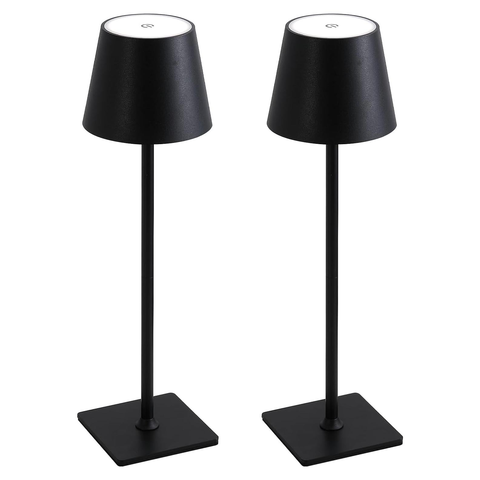Lámpara de Mesa LED Recargable Inalámbrica 2 Paquetes Negra