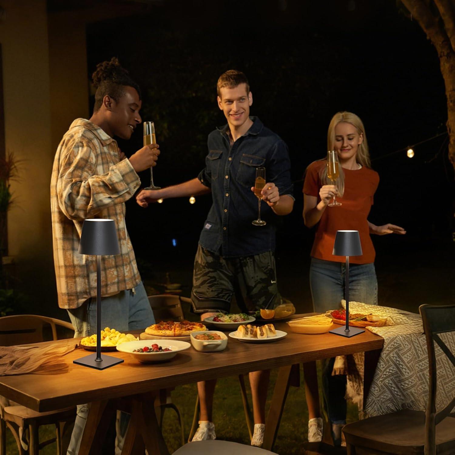 Lámpara de Mesa LED Recargable Inalámbrica 2 Paquetes Negra