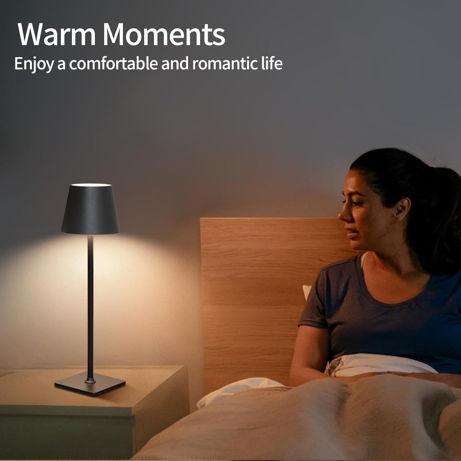 Lámpara de Mesa LED Recargable Inalámbrica 2 Paquetes Negra