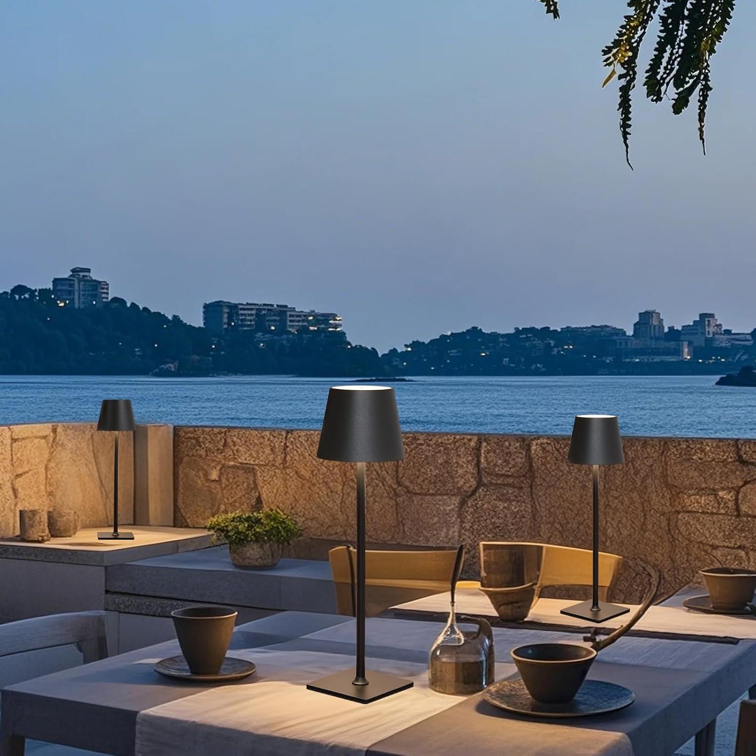 Lámpara de Mesa LED Recargable Inalámbrica 2 Paquetes Negra