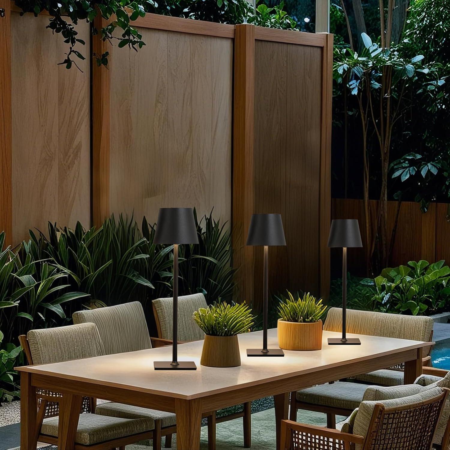 Lámpara de Mesa LED Recargable Inalámbrica 2 Paquetes Negra