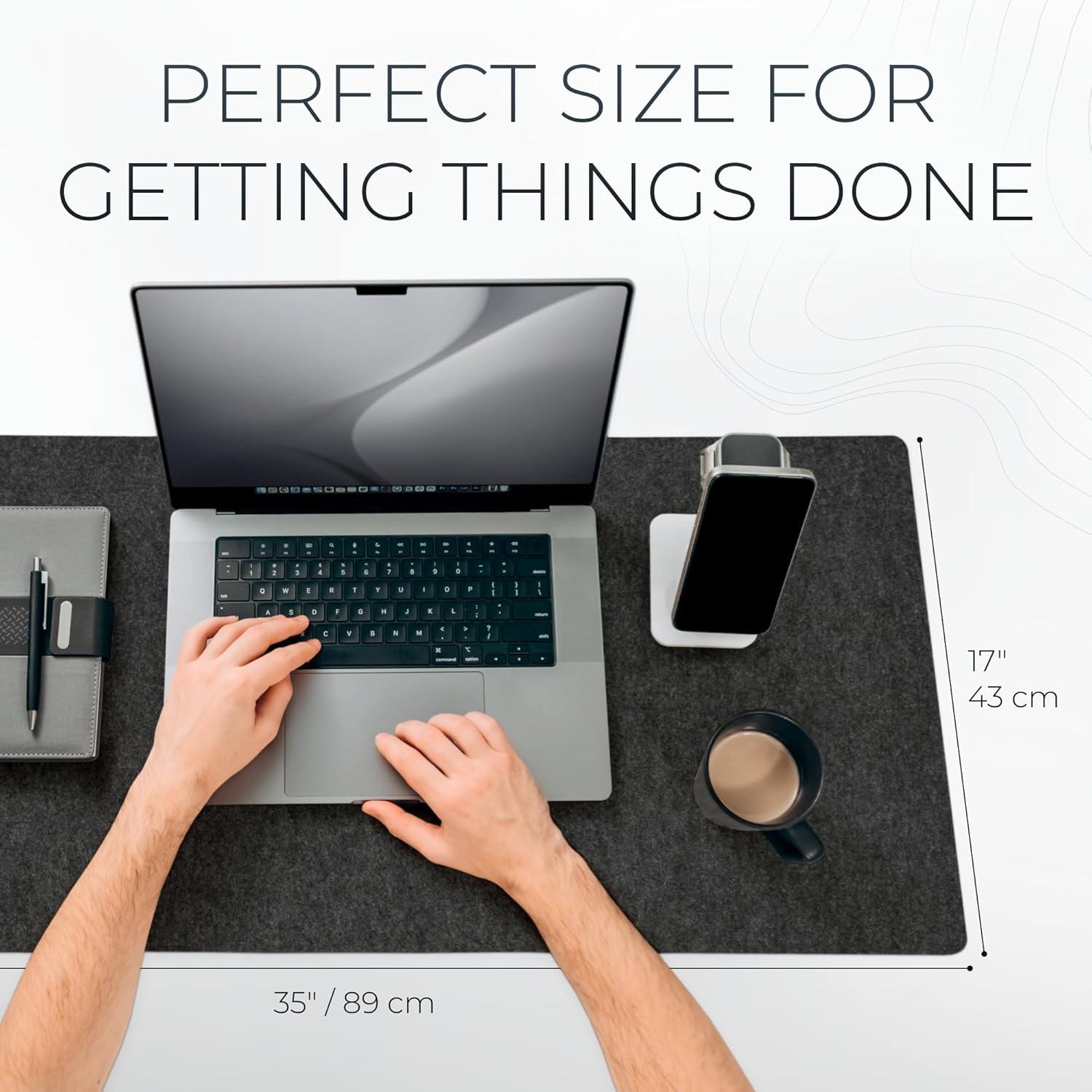 Alfombrilla de Escritorio Grande Nordik 89x43 cm Fieltro Carbón