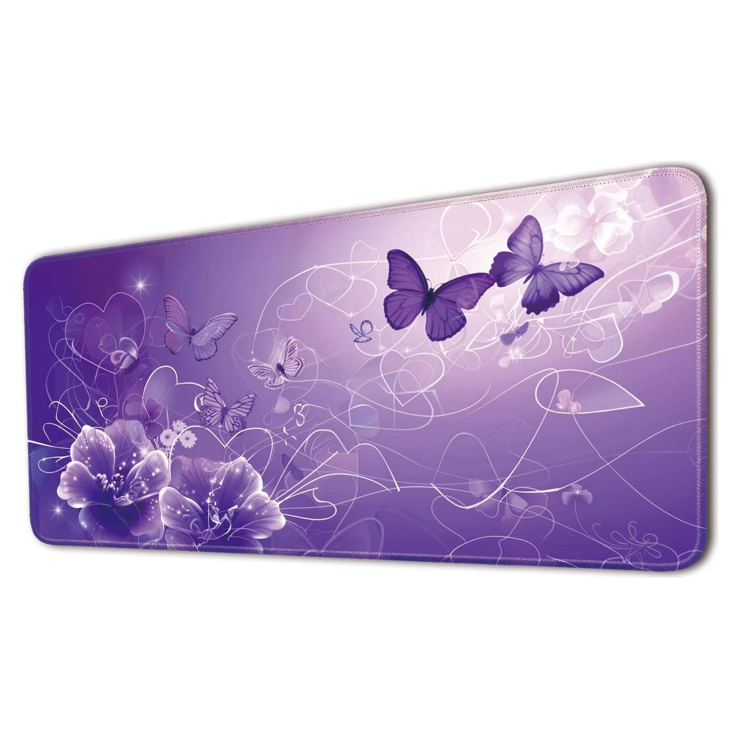 Alfombrilla de Escritorio Antideslizante Flodirise 60x30 cm Mariposa Púrpura