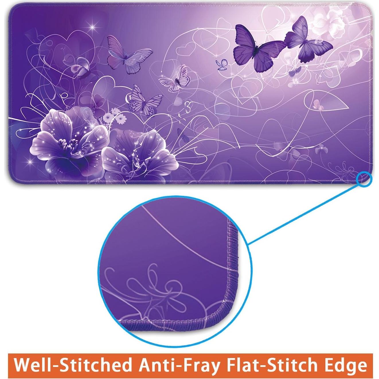 Alfombrilla de Escritorio Antideslizante Flodirise 60x30 cm Mariposa Púrpura