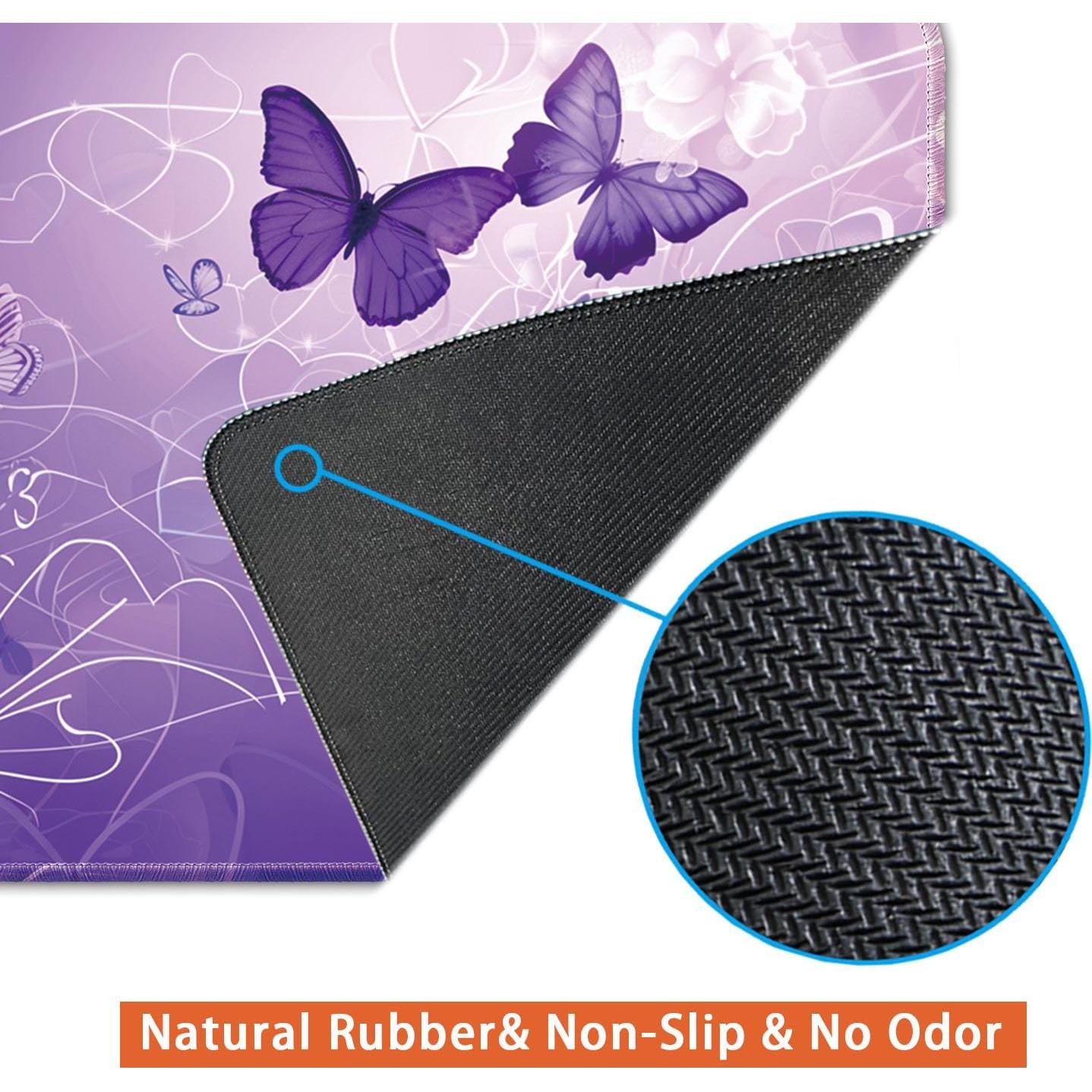 Alfombrilla de Escritorio Antideslizante Flodirise 60x30 cm Mariposa Púrpura