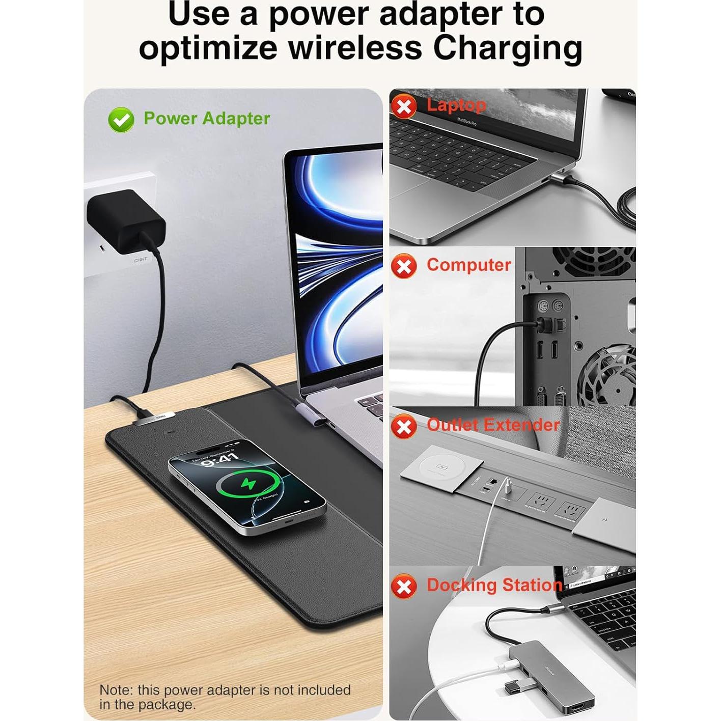 Alfombrilla de Carga Inalámbrica 15W abc.mat 80x40cm Negra