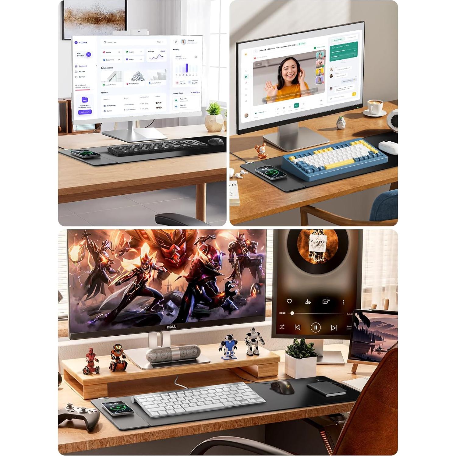 Alfombrilla de Carga Inalámbrica 15W abc.mat 80x40cm Negra