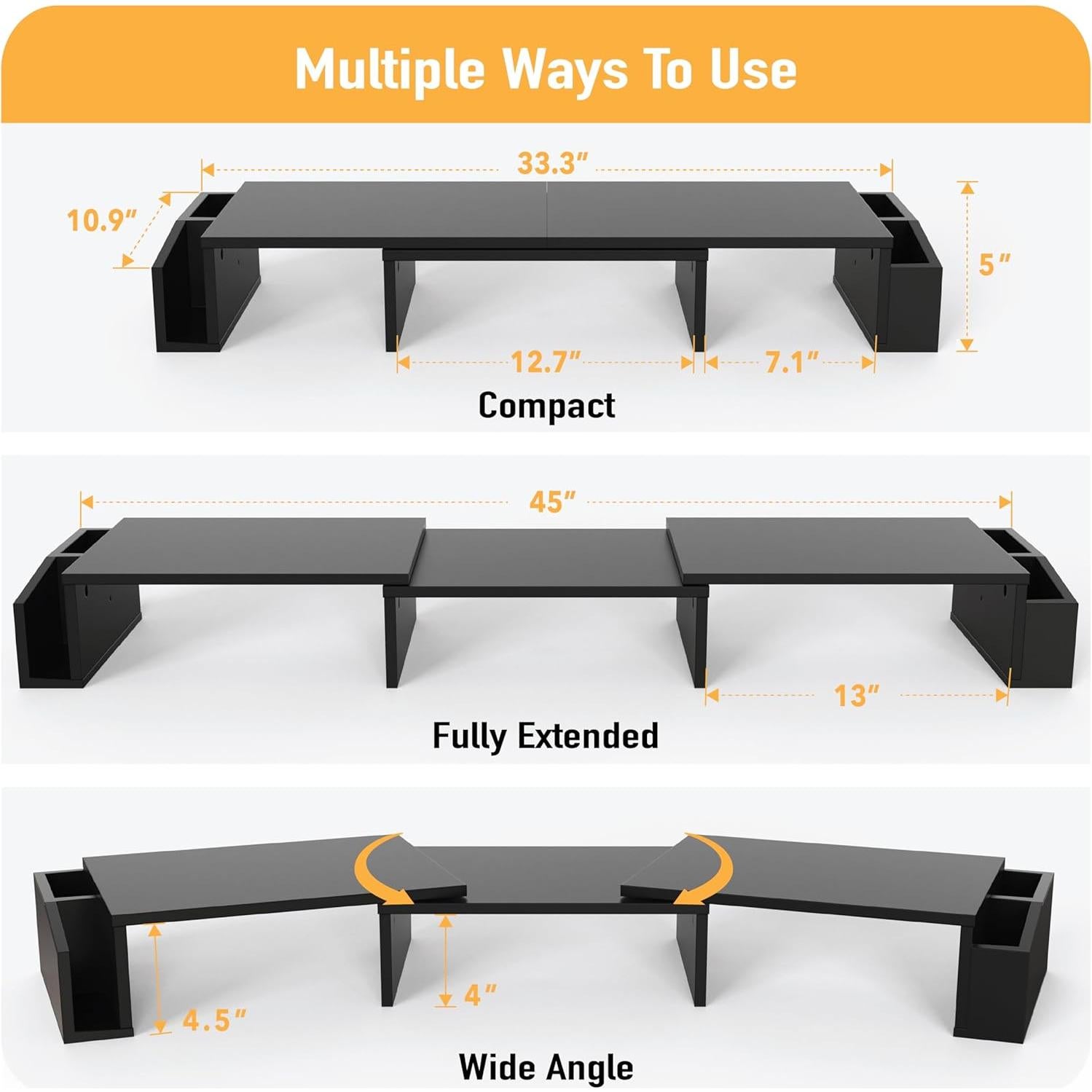 Soporte de Escritorio para Doble Monitor Simple Houseware Negro