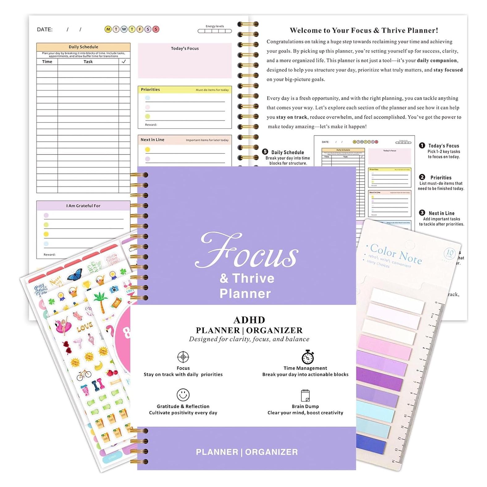 Planificador Diario No Datado Uflognirz para TDAH - 18x25 cm