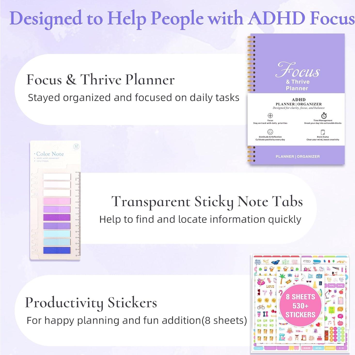 Planificador Diario No Datado Uflognirz para TDAH - 18x25 cm