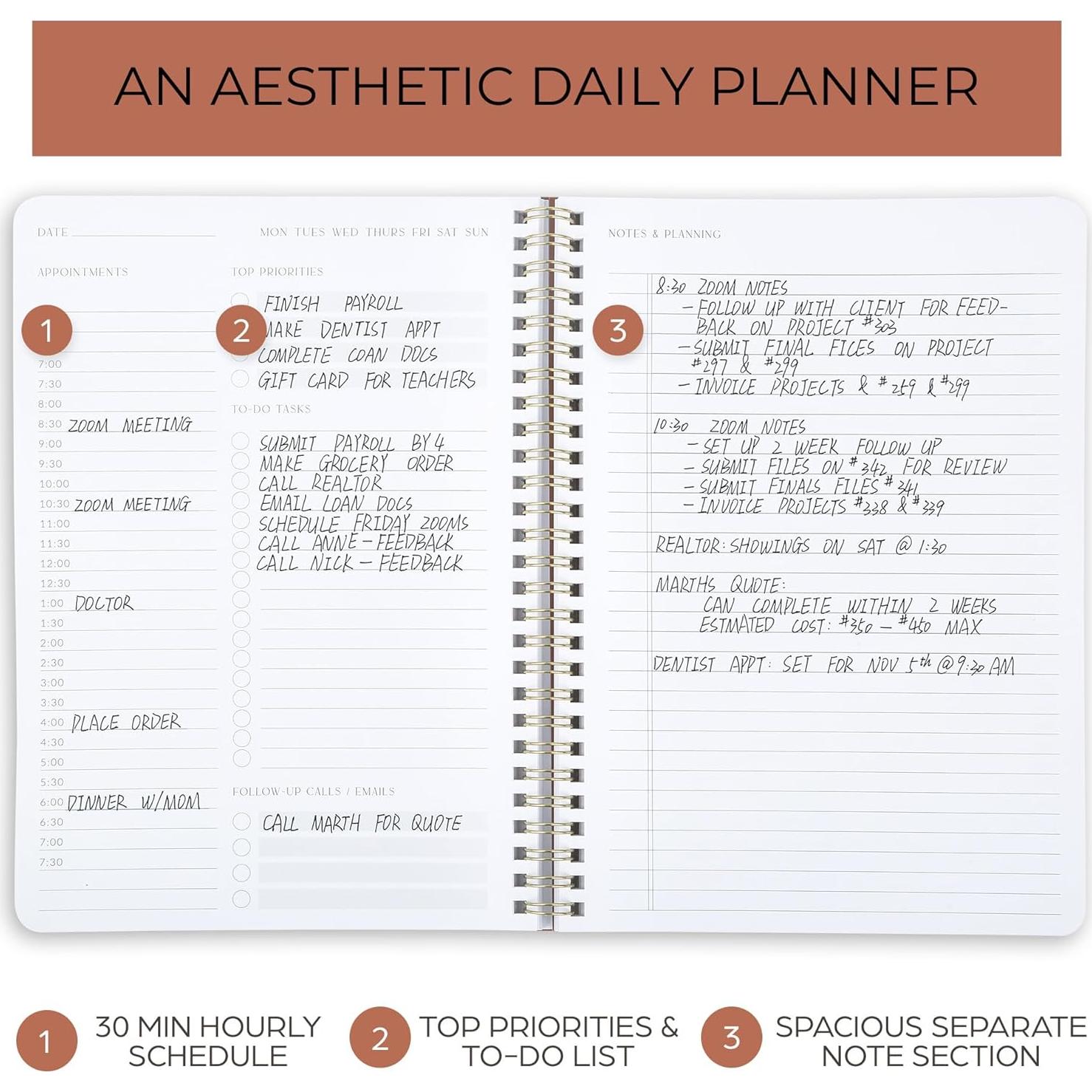 Planificador Diario ZICOTO Terracota A5 Sin Fecha 160 Páginas