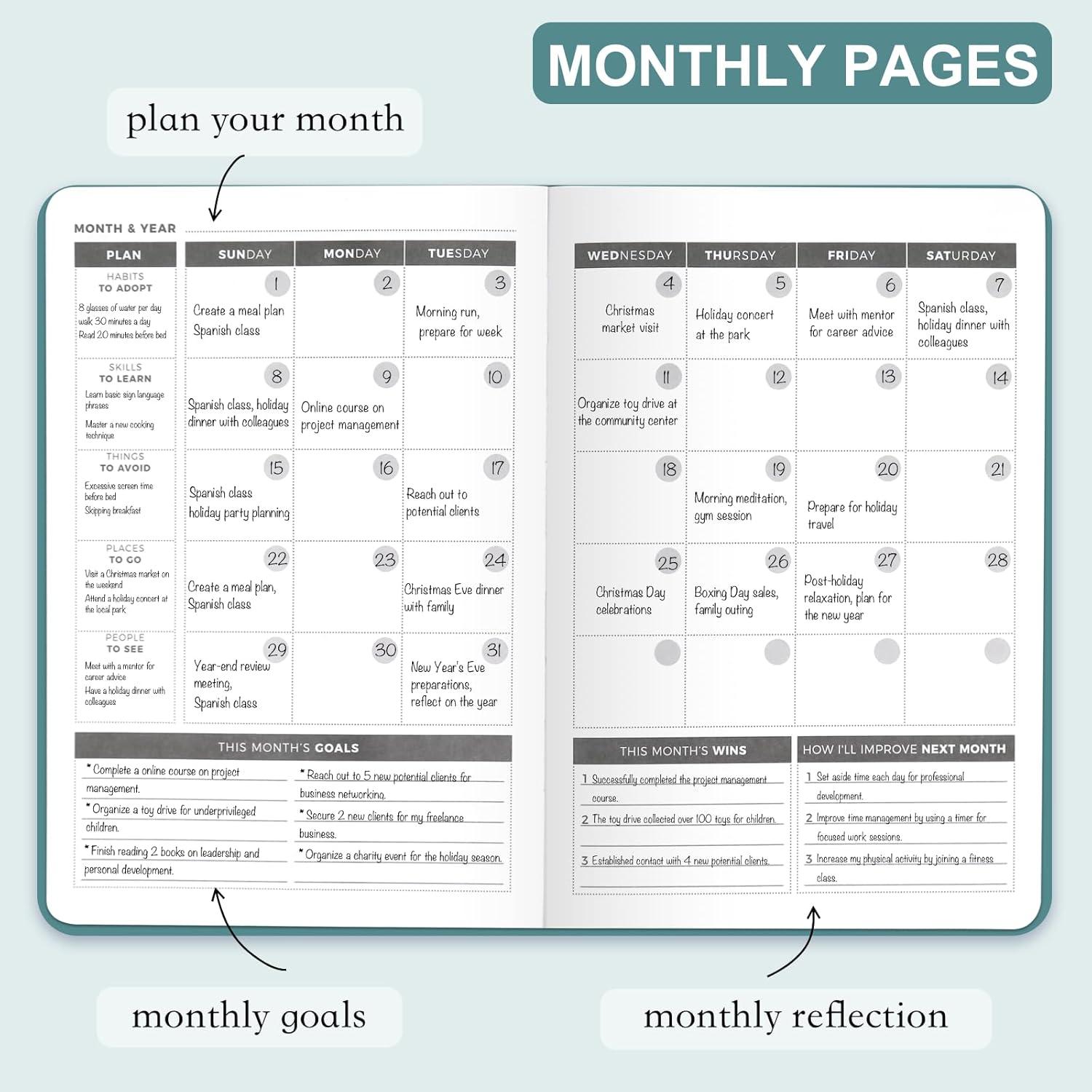 Planificador Semanal y Mensual A5 SHENFUYA Verde Oscuro