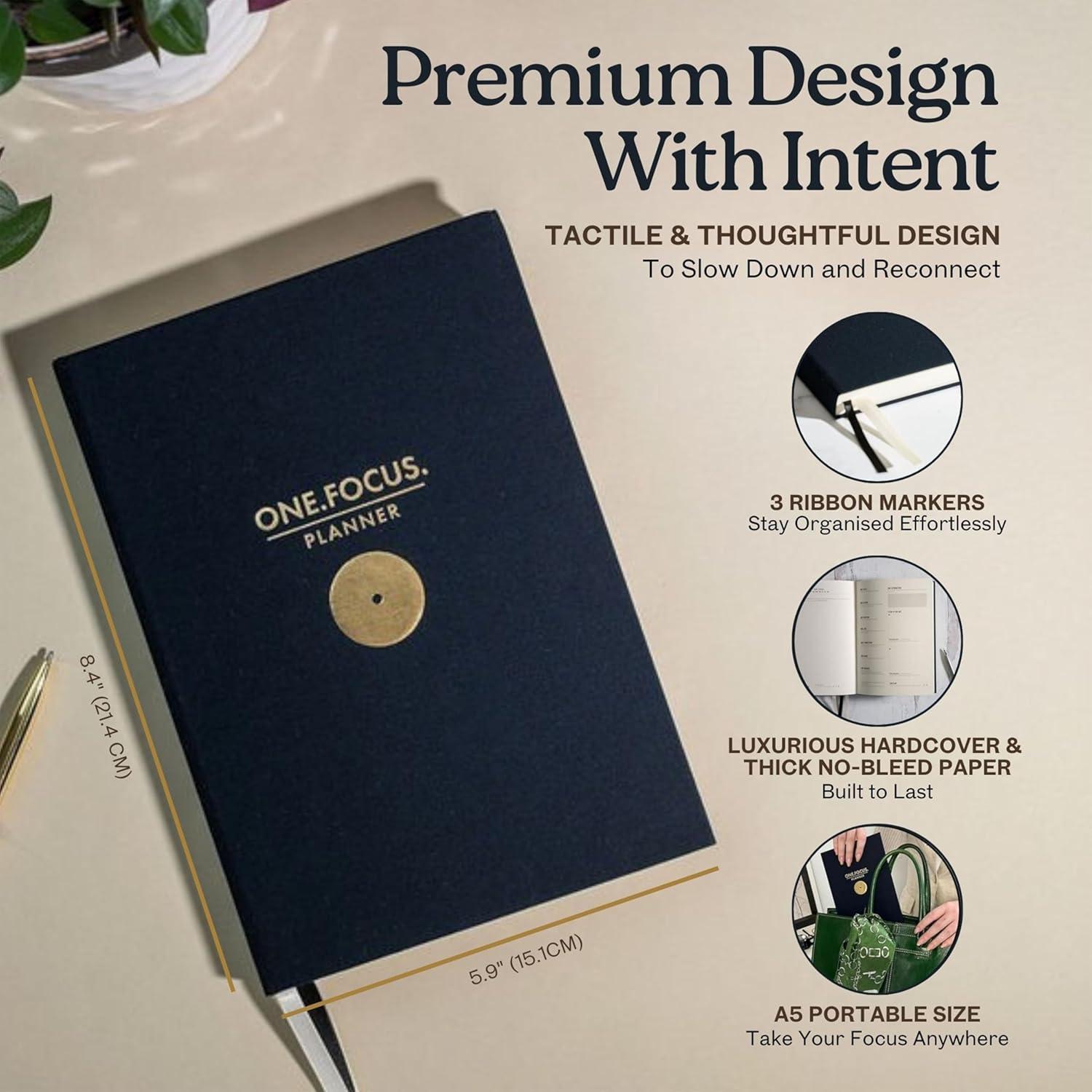 Planificador Diario ONE.FOCUS A5 Negro para TDAH - 90 Días