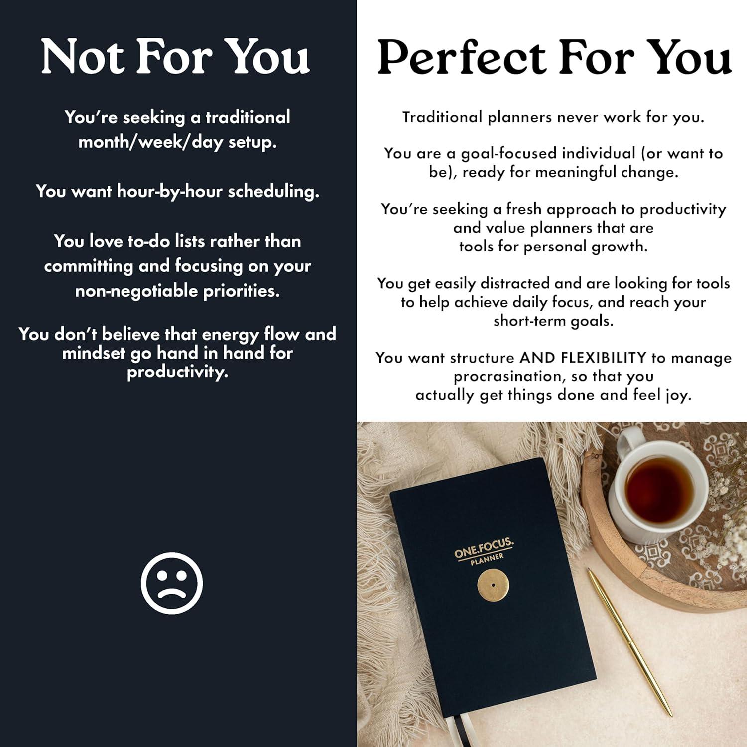 Planificador Diario ONE.FOCUS A5 Negro para TDAH - 90 Días