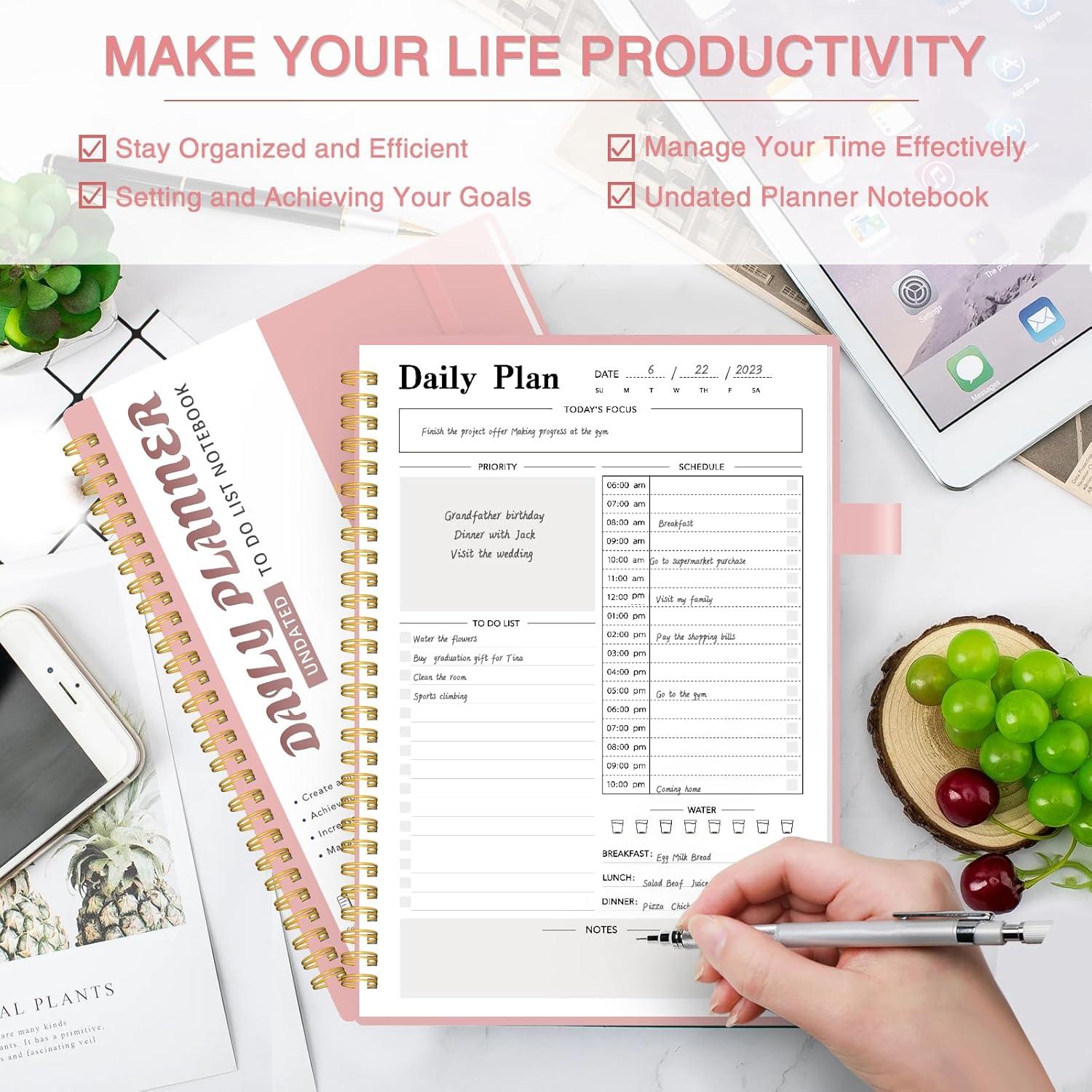 Planificador Diario Sin Fecha COLGRAM Rosa 80 Hojas 17.78x25.4cm