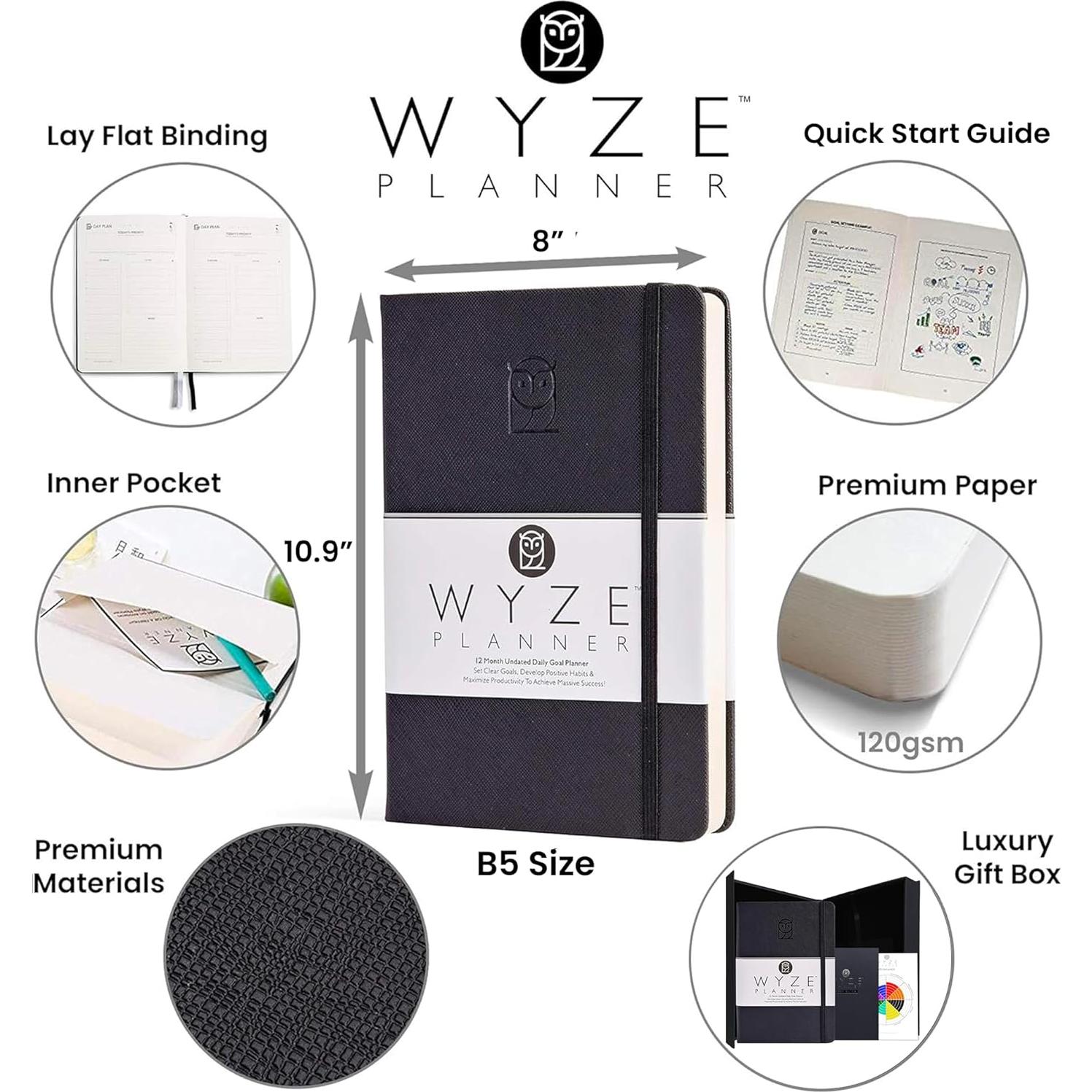 Planificador Diario Sin Fecha Wyze B5 1 Año Negro