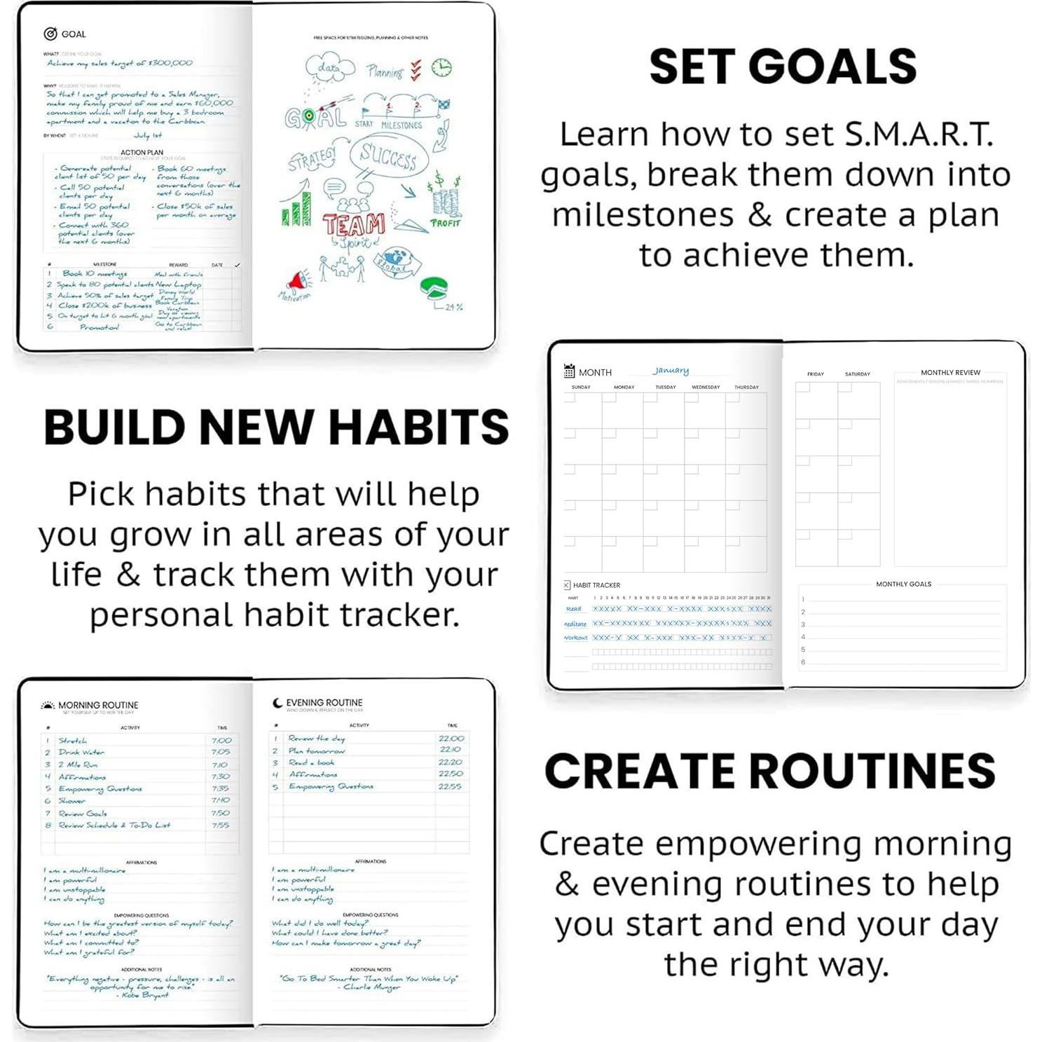 Planificador Diario Sin Fecha Wyze B5 1 Año Negro