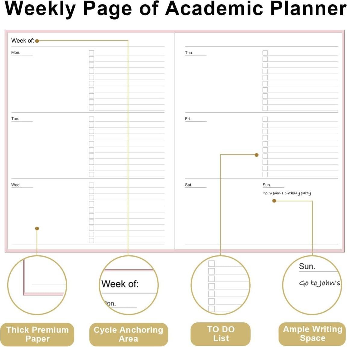 Planificador Académico No Datado Tuun Fuplan 2025-2026 Rosa 200 Páginas