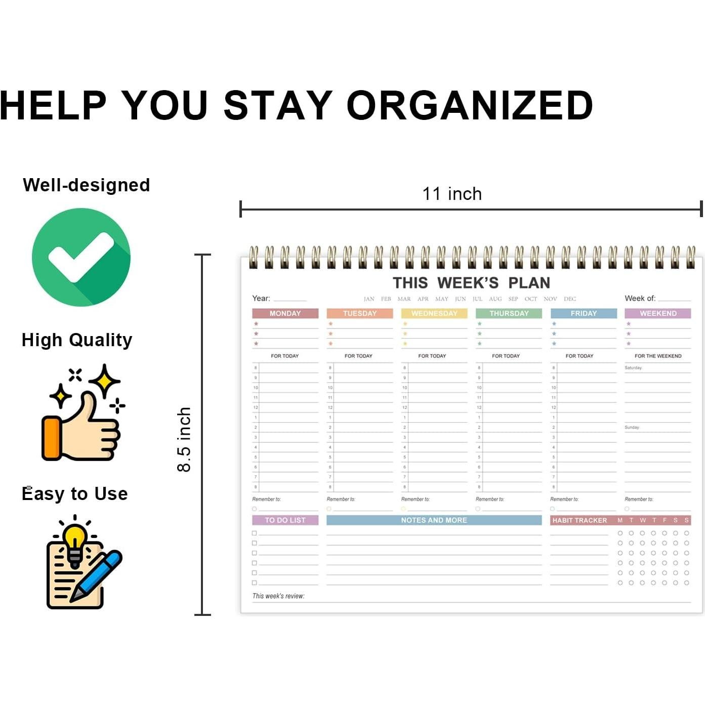 Planificador Semanal Sin Fecha Tuun Fuplan A4 Colorido 52 Hojas