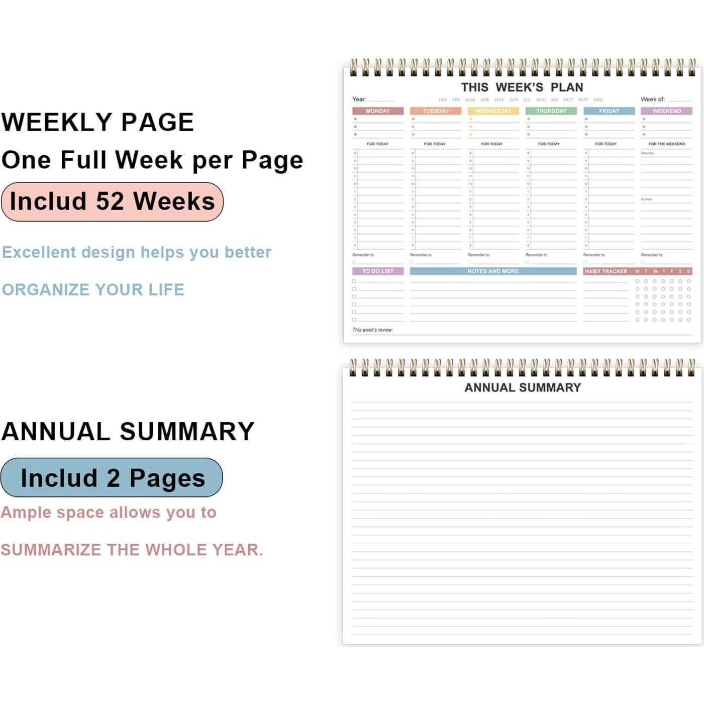 Planificador Semanal Sin Fecha Tuun Fuplan A4 Colorido 52 Hojas