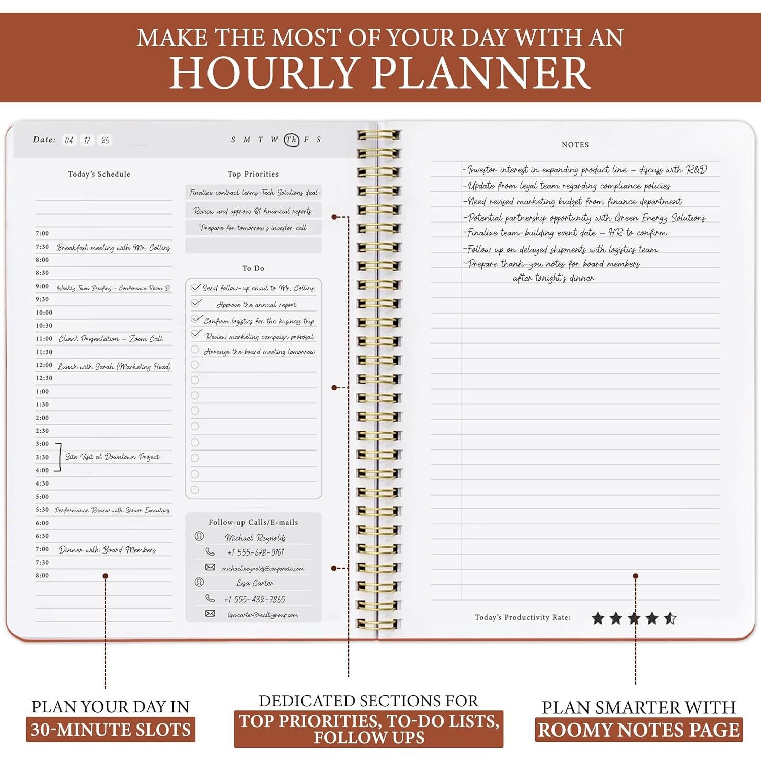 Planificador Diario No Fechado Only Zest 164 Páginas Rojo Terracota
