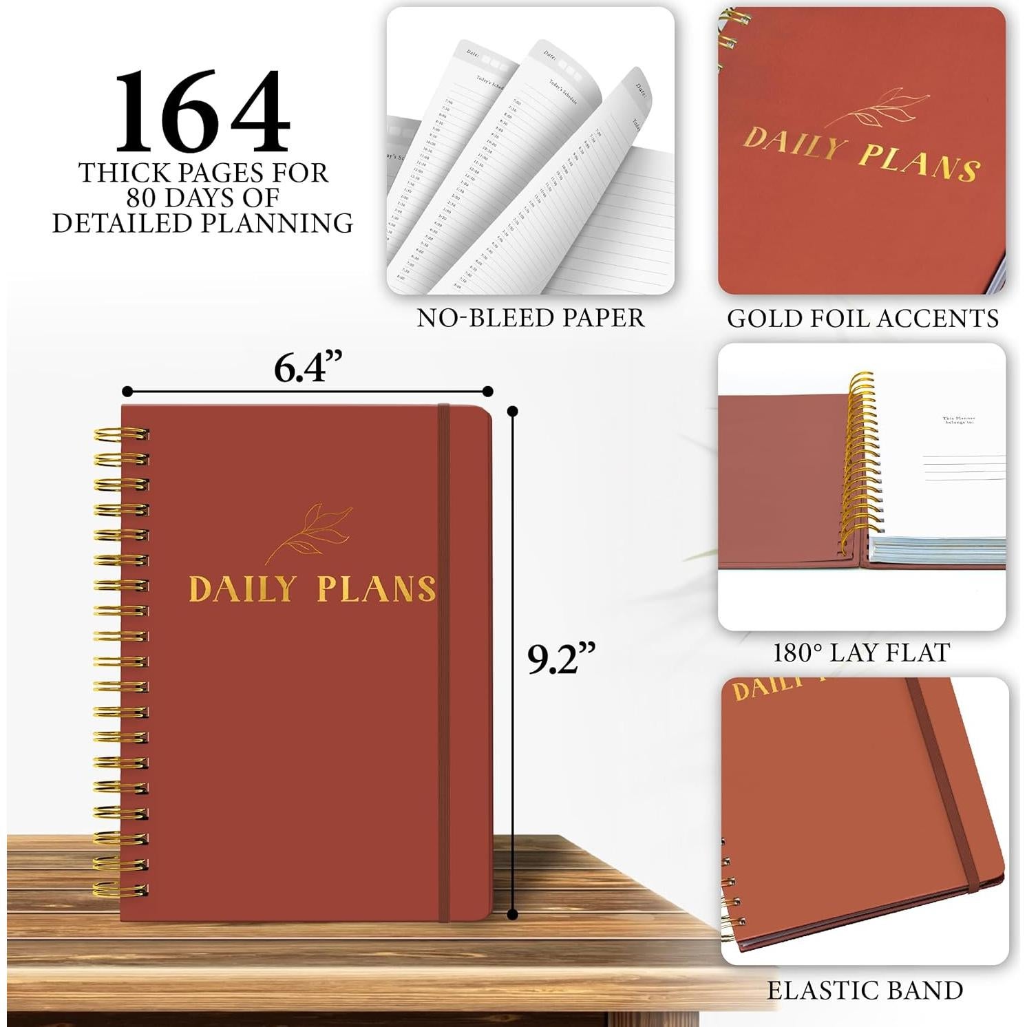 Planificador Diario No Fechado Only Zest 164 Páginas Rojo Terracota