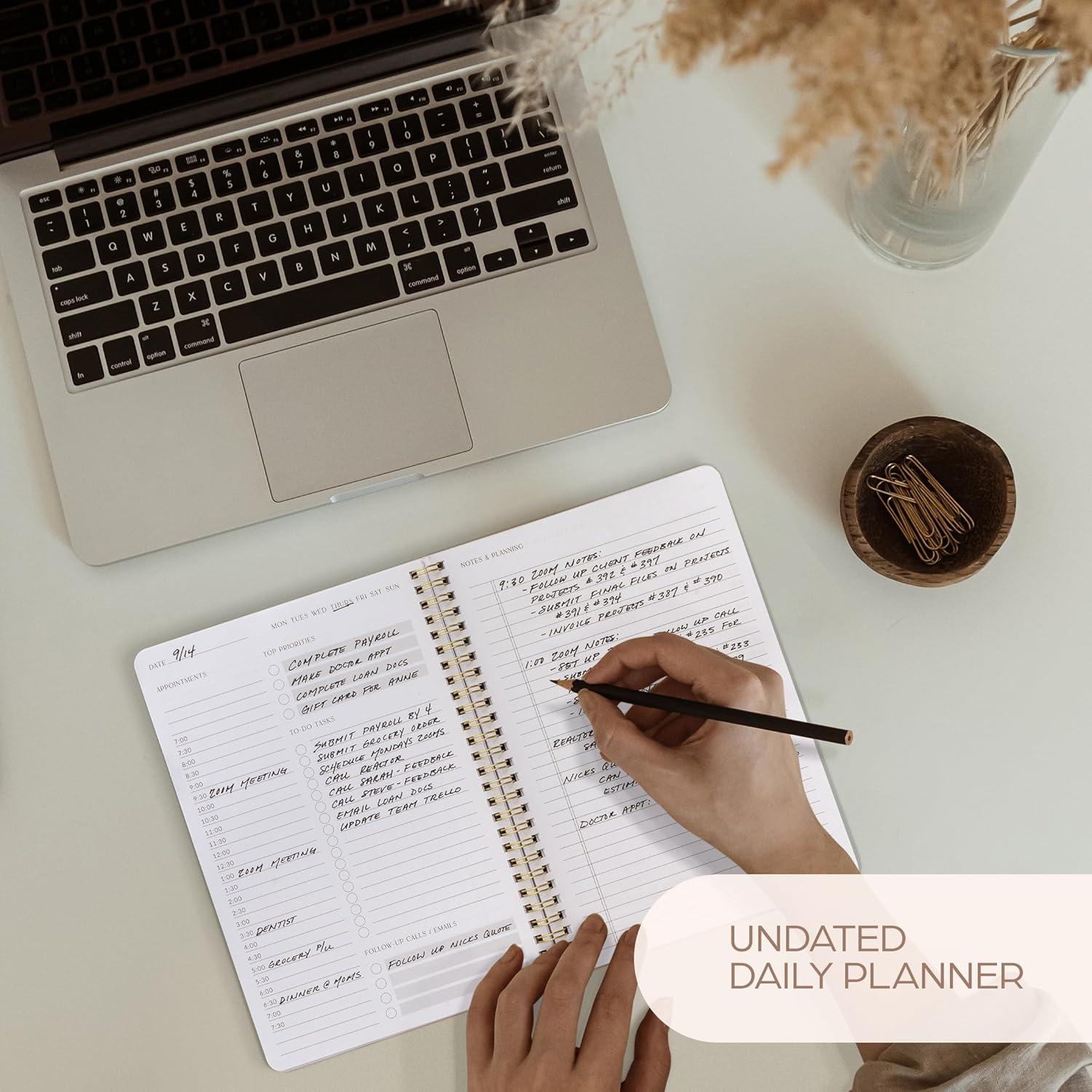 Planificador Diario ZICOTO Rosa Champán 160 Páginas Sin Fecha