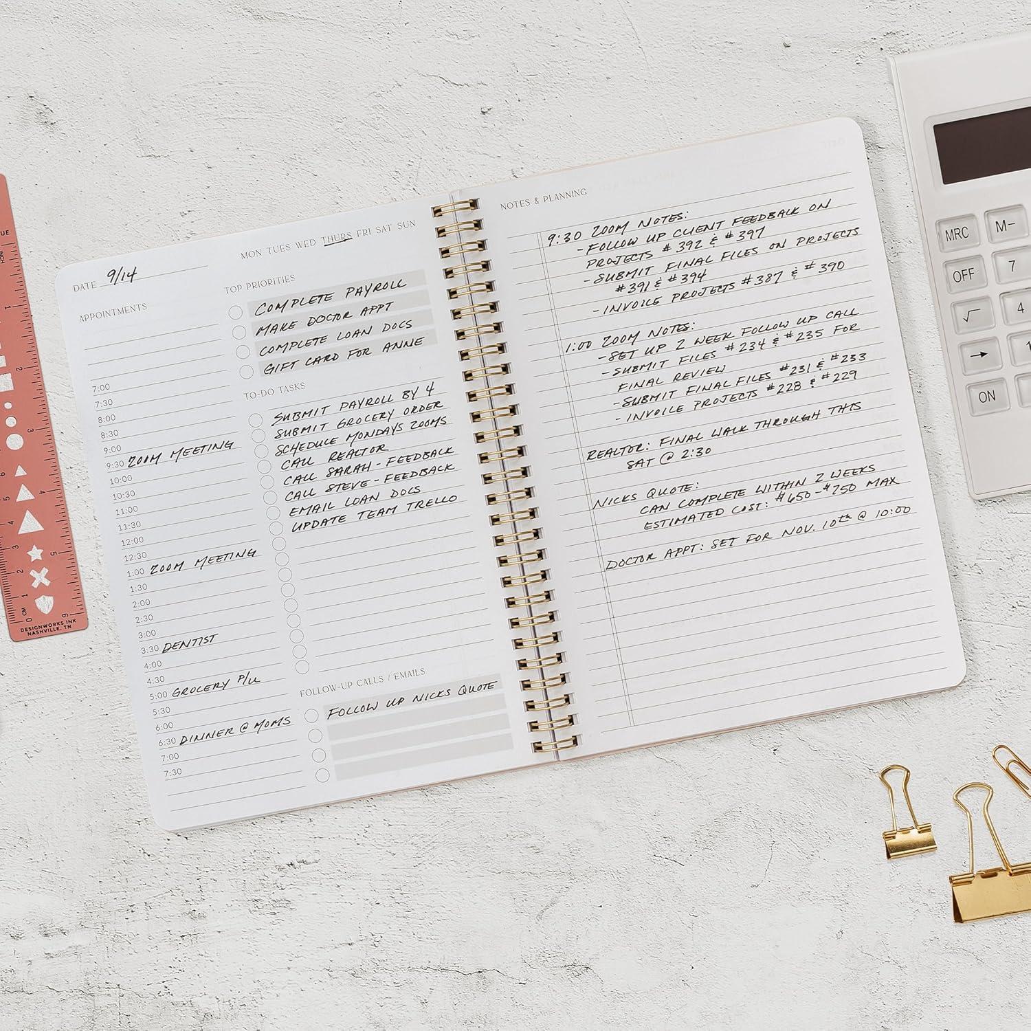 Planificador Diario ZICOTO Rosa Champán 160 Páginas Sin Fecha