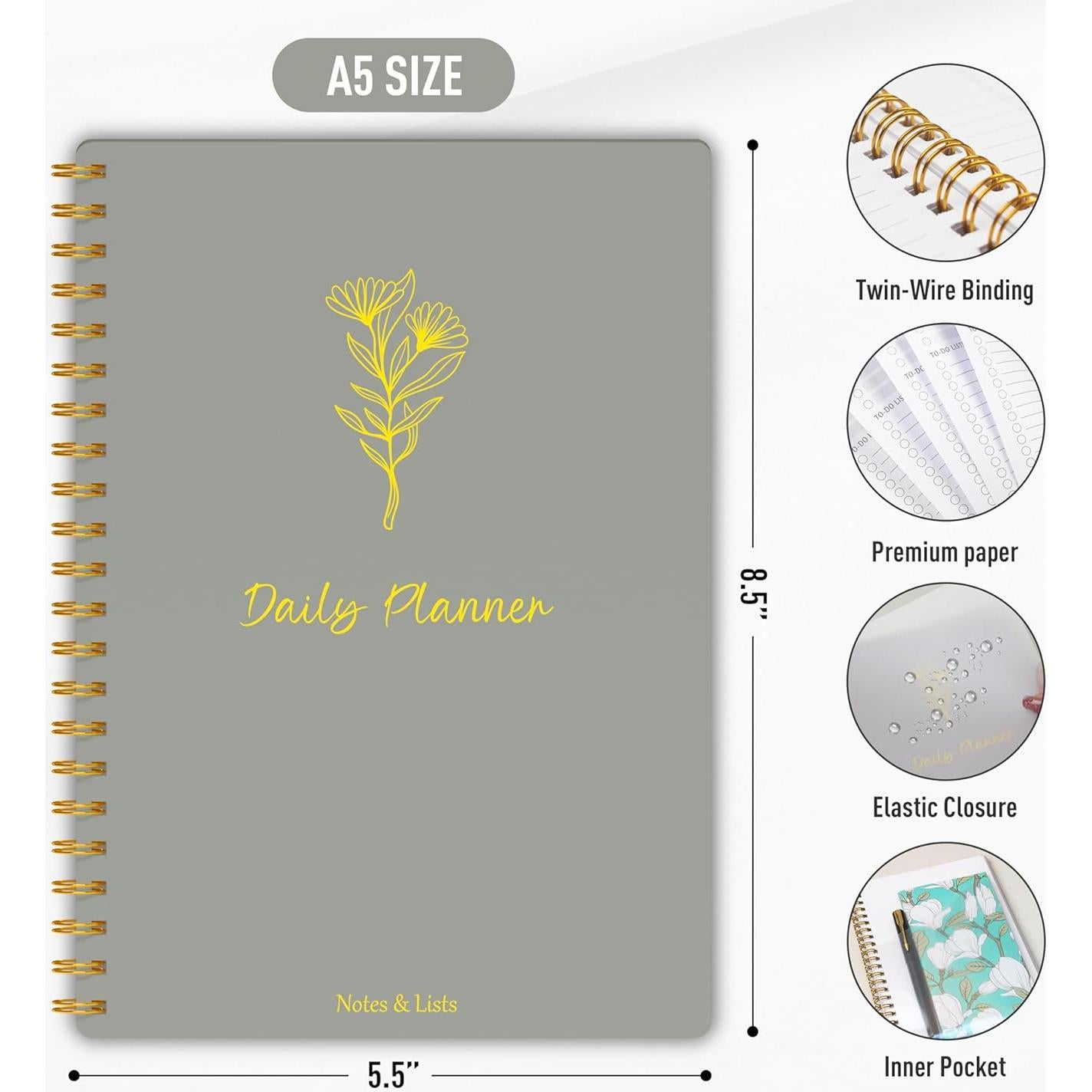 Planificador Diario Sin Fecha meDolove Verde Salvia 13.97x21.59cm