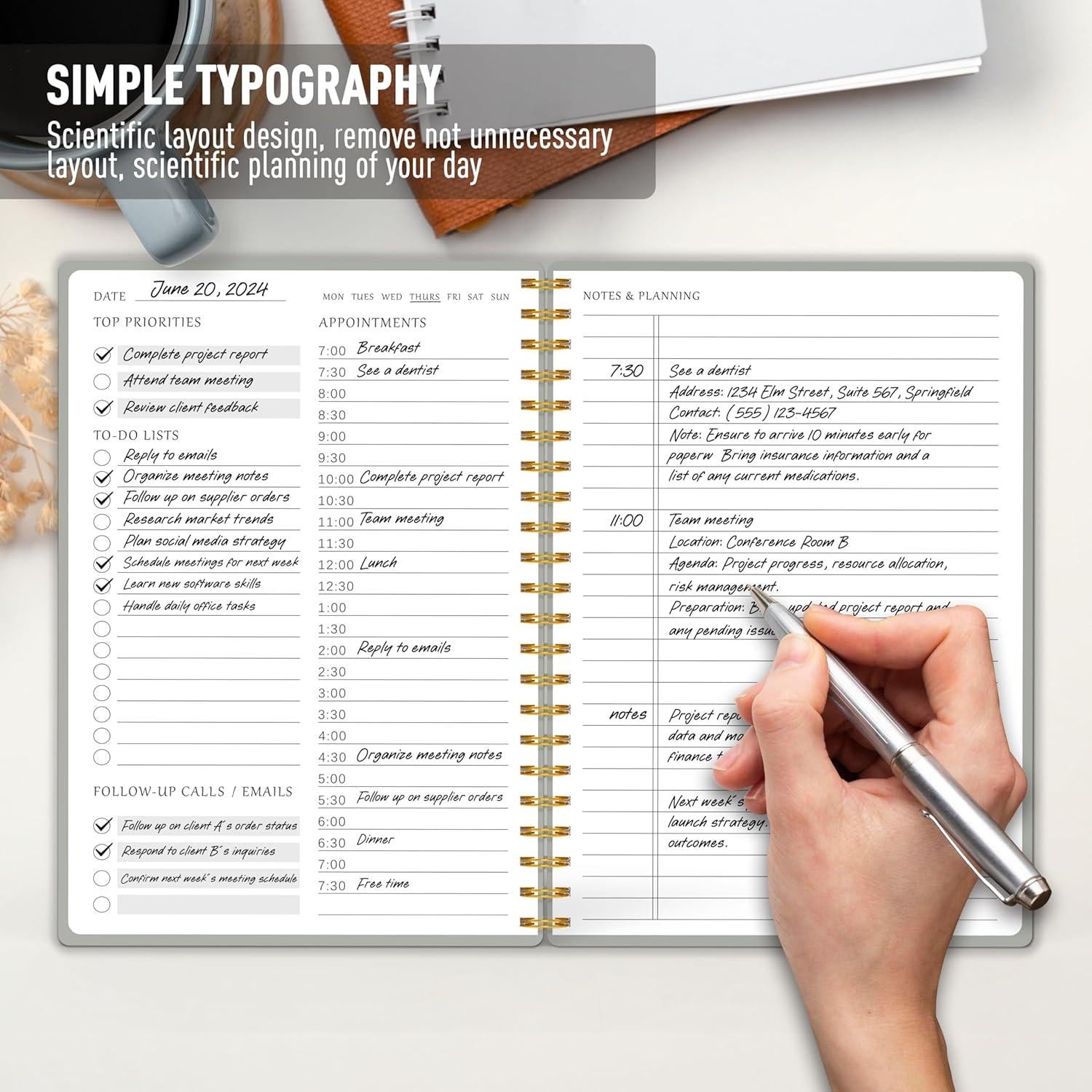 Planificador Diario Sin Fecha meDolove Verde Salvia 13.97x21.59cm