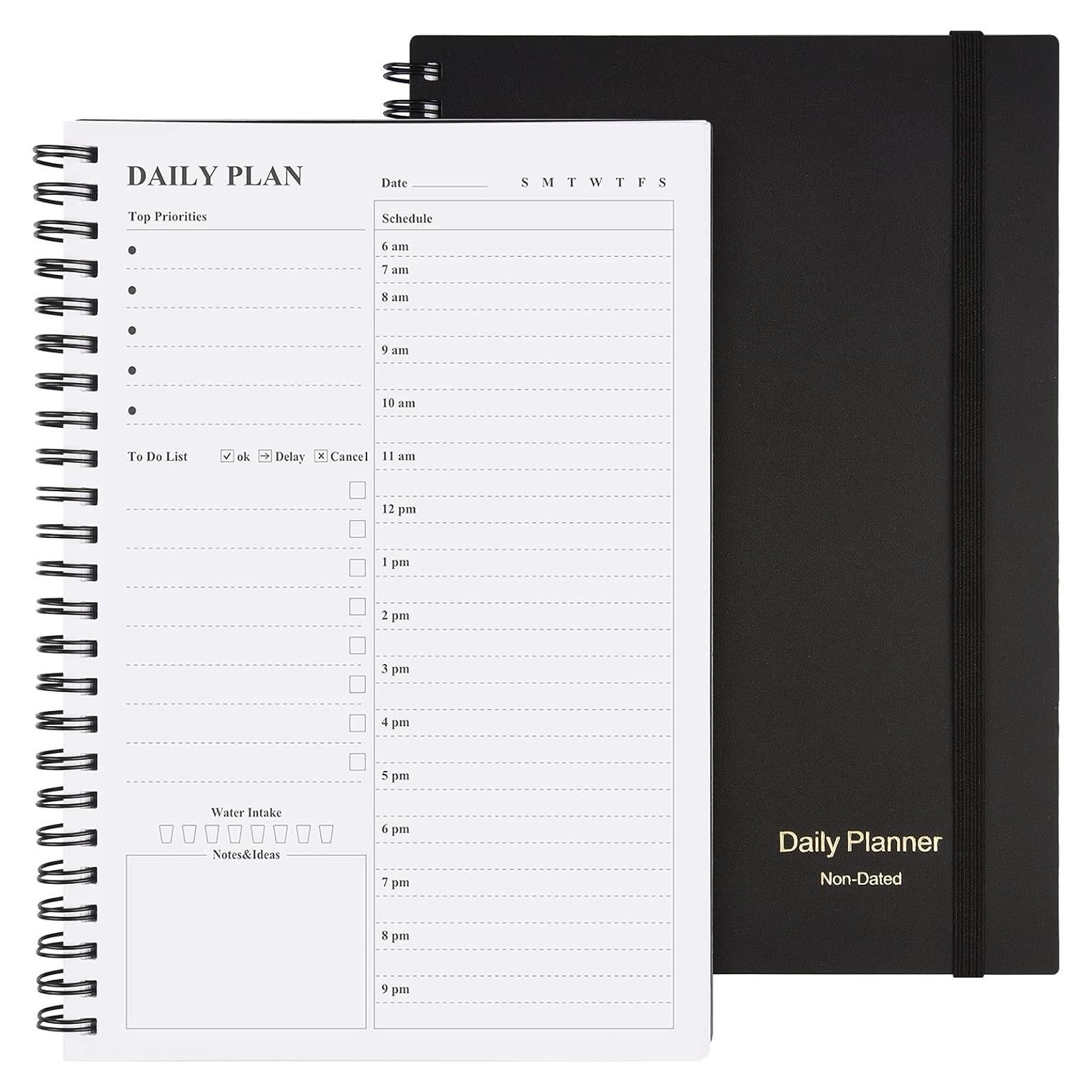 Planificador Diario Sin Fecha Asten A5 Negro con Tapa Dura