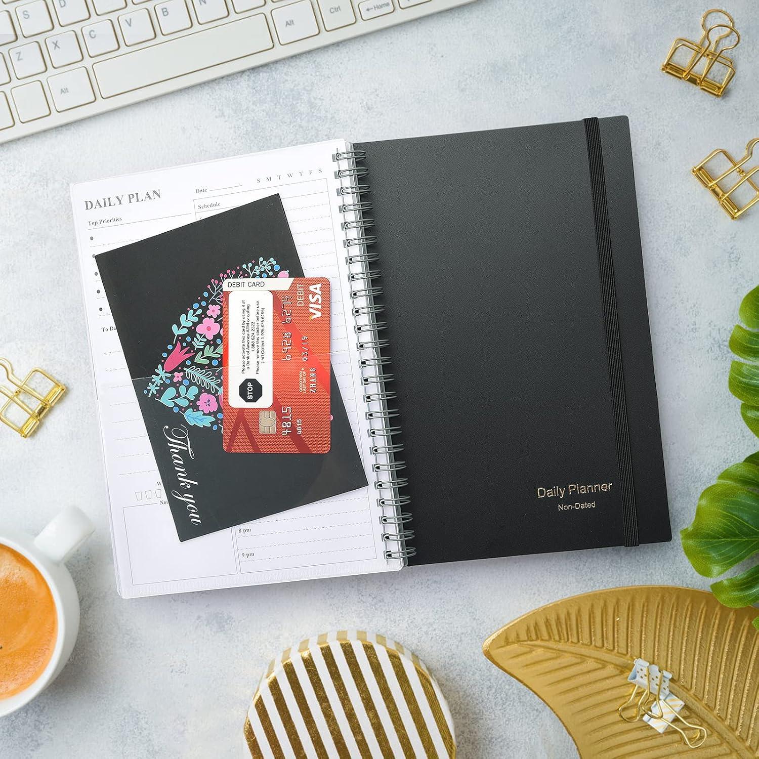 Planificador Diario Sin Fecha Asten A5 Negro con Tapa Dura