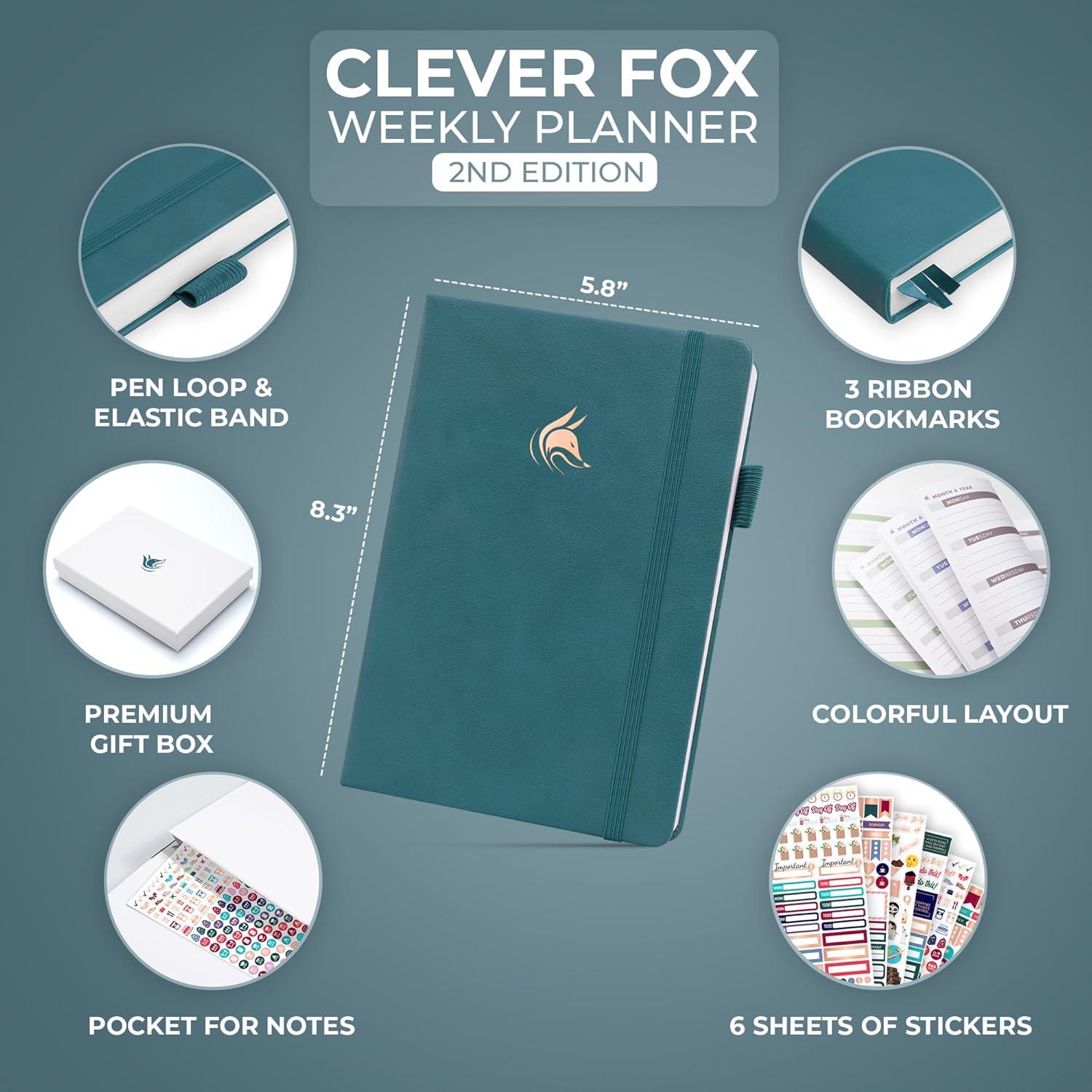 Planificador Semanal Clever Fox A5 Sin Fecha Teal Oscuro