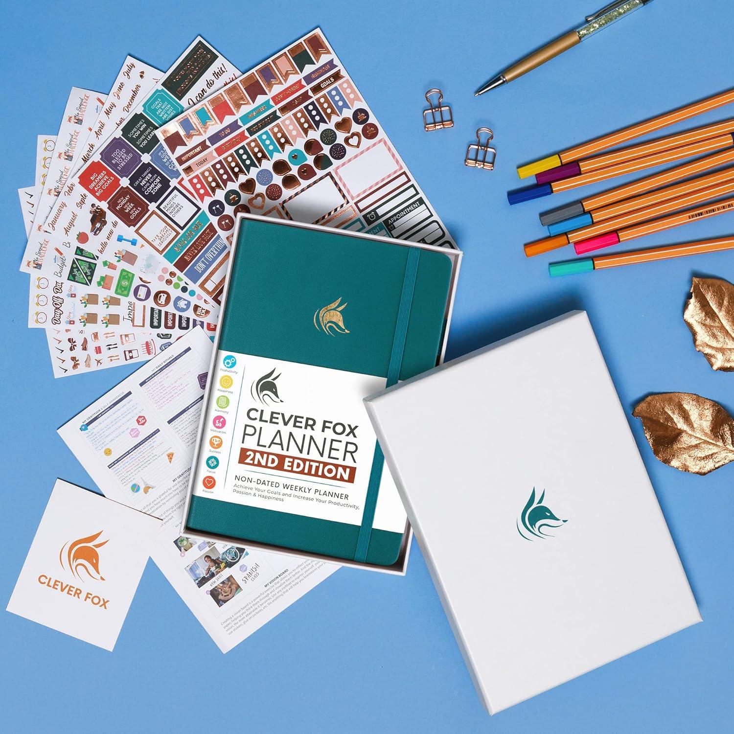 Planificador Semanal Clever Fox A5 Sin Fecha Teal Oscuro