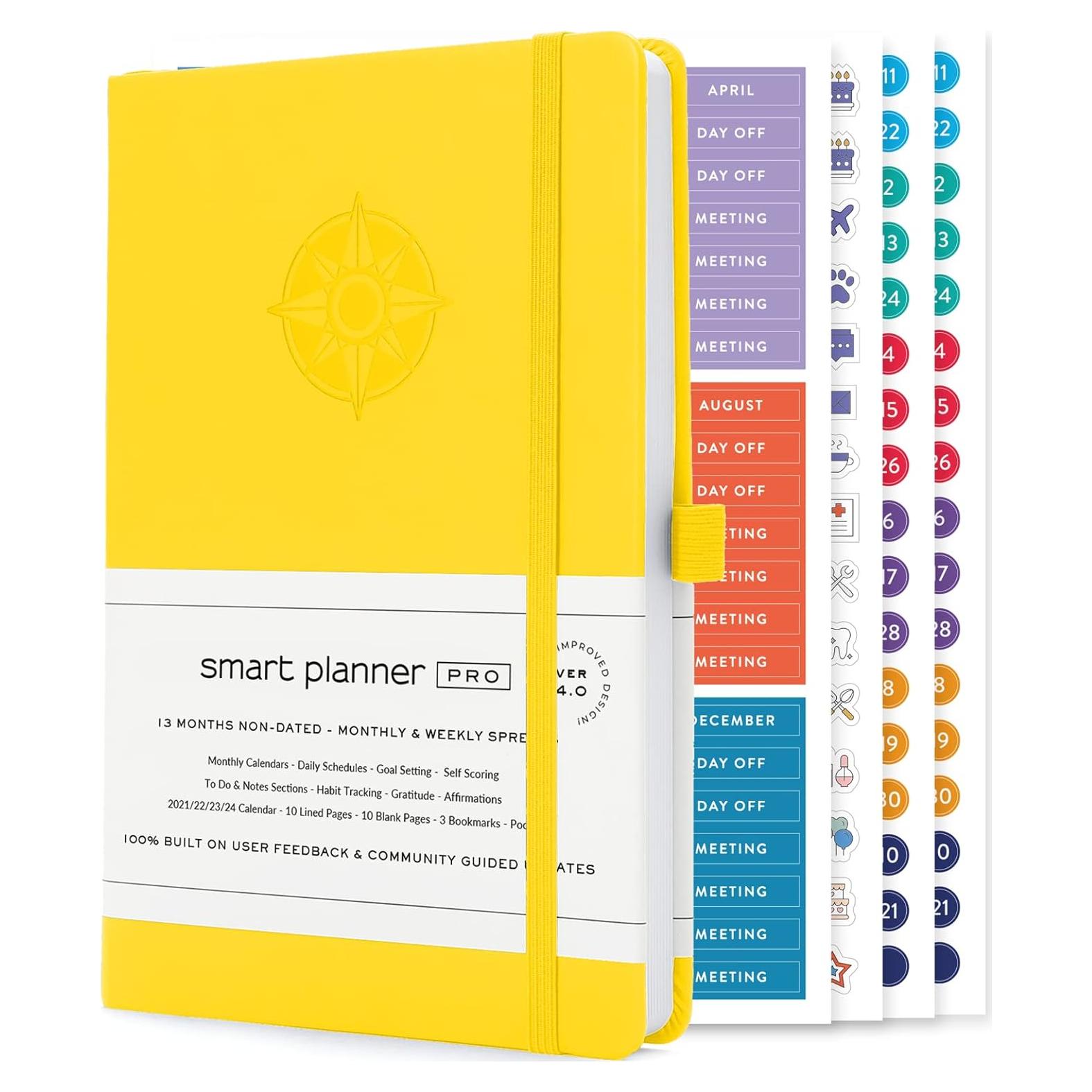 Planificador Inteligente Pro A5 Sin Fecha Amarillo - Organizador Diario