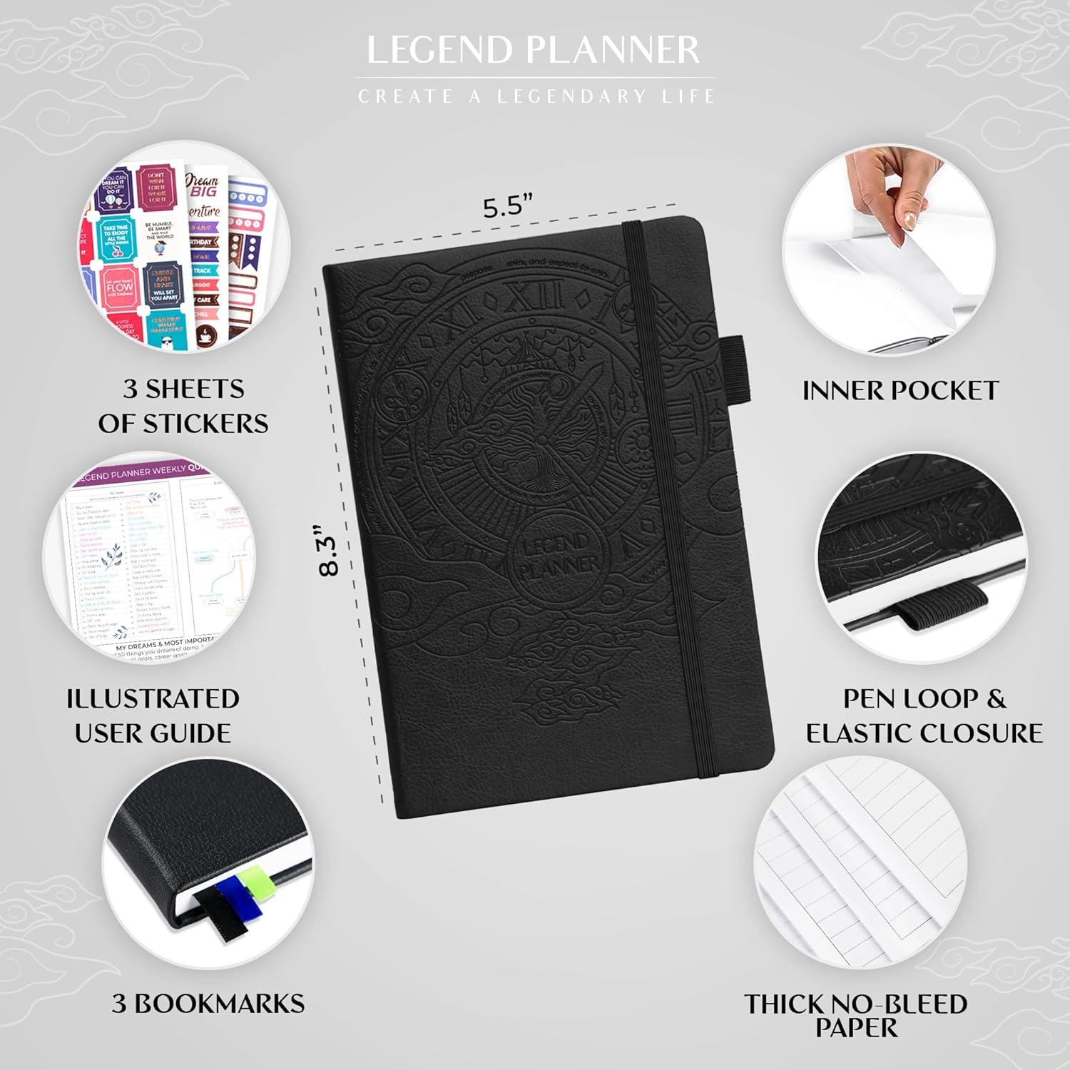 Legend Planner A5 - Planificador Semanal y Mensual Negro