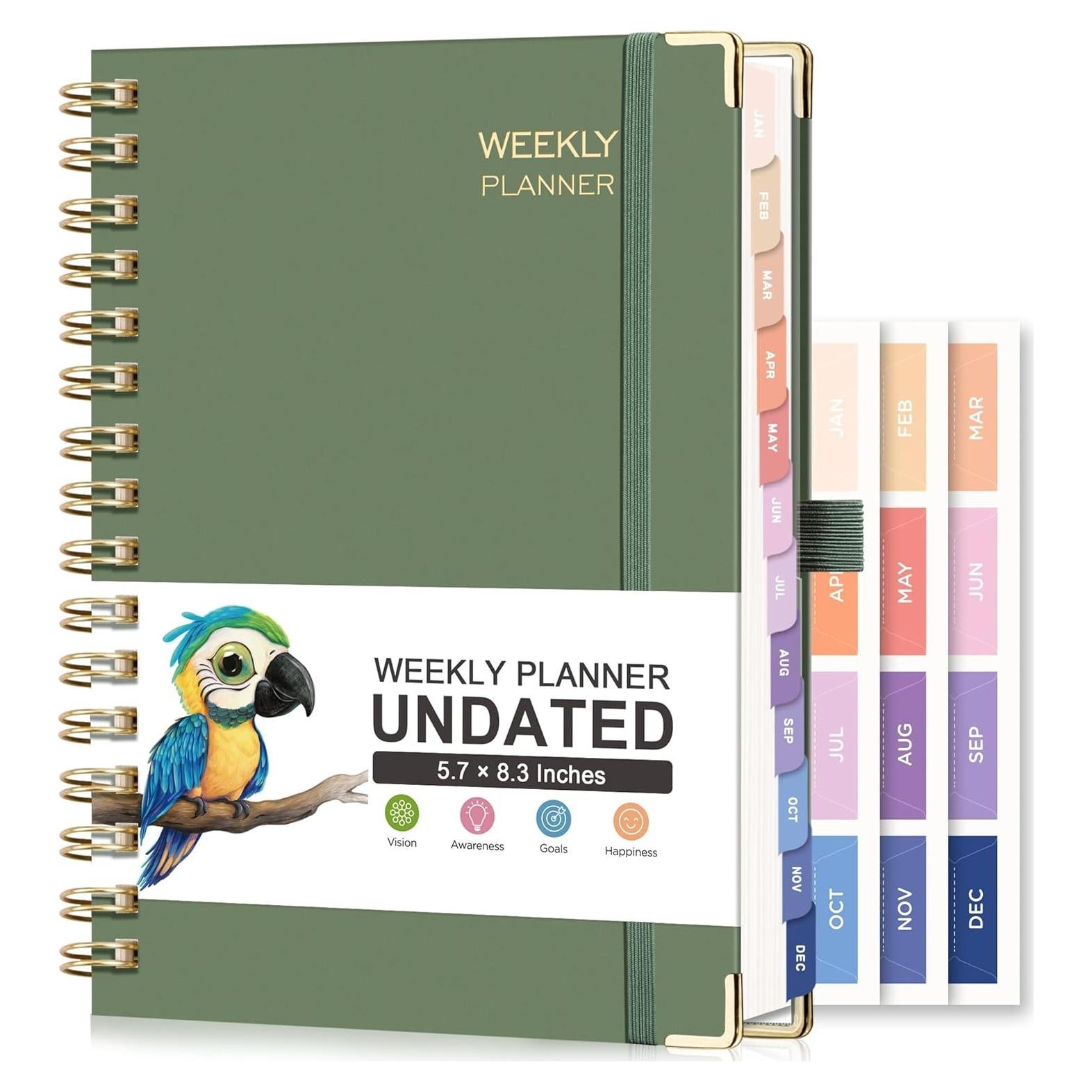 Planificador Sin Fecha RETTACY Mediano 14.5x21cm Verde Claro