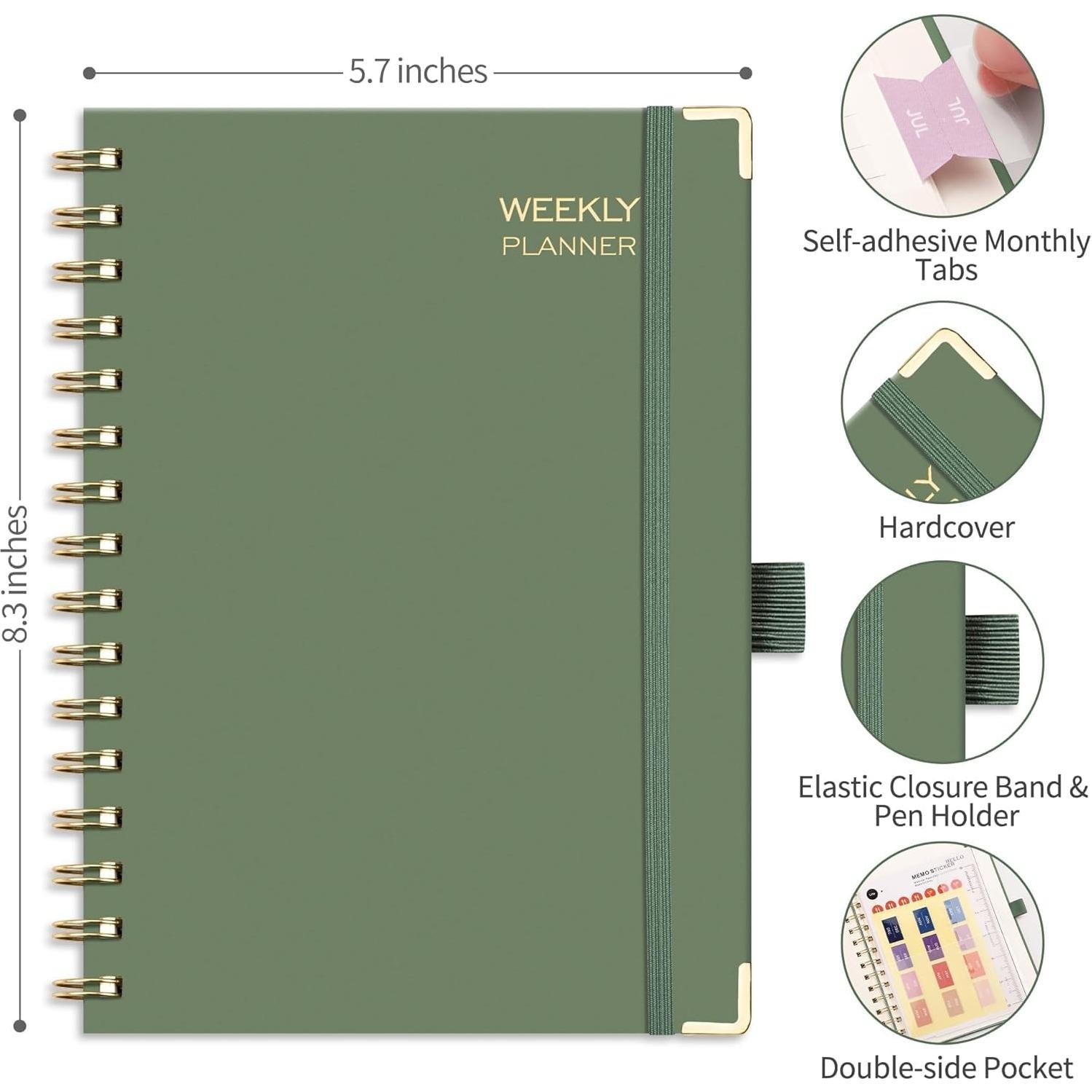 Planificador Sin Fecha RETTACY Mediano 14.5x21cm Verde Claro