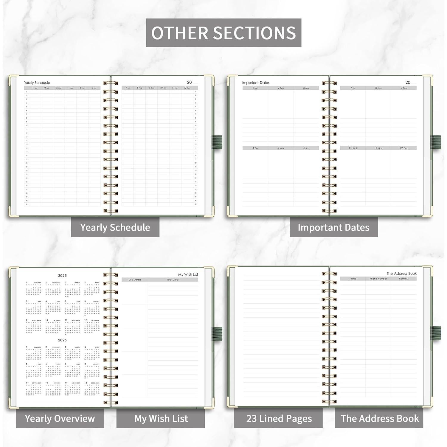 Planificador Sin Fecha RETTACY Mediano 14.5x21cm Verde Claro