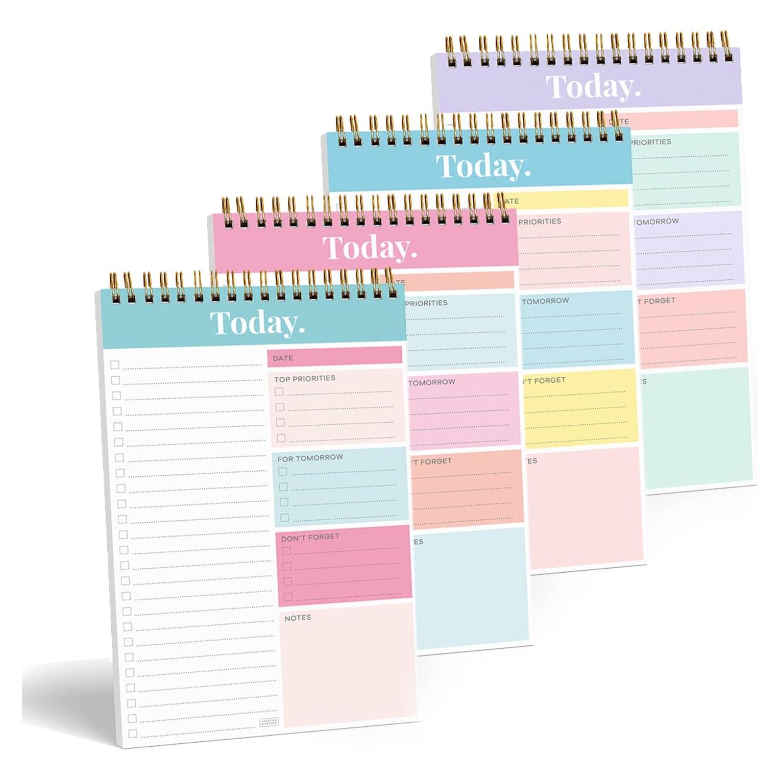 Bloc de Notas Sweetzer & Orange - Planificador Diario y Semanal - Juego de 4