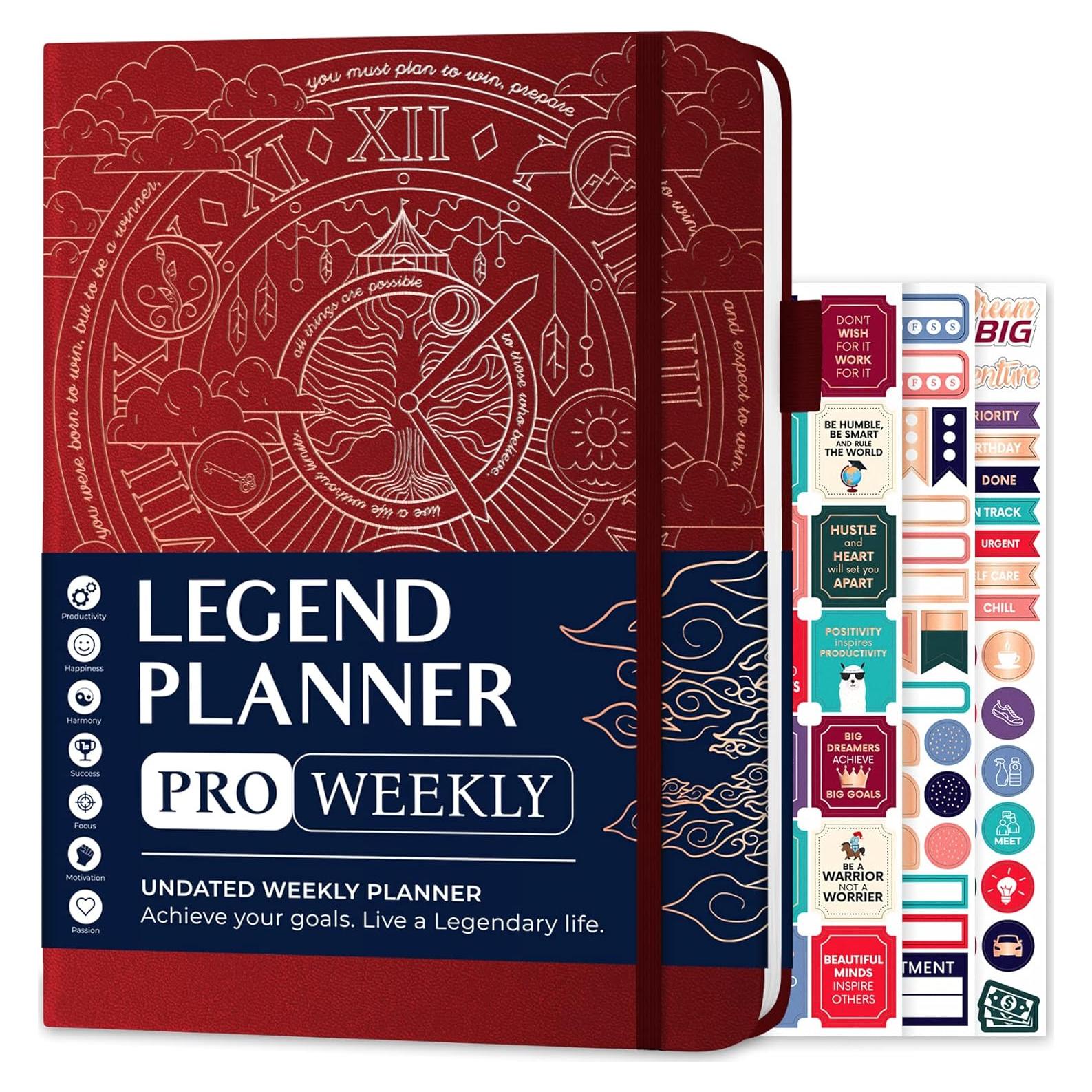 Planificador Semanal y Mensual Legend Planner PRO Rojo Vino 17.78x25.4cm