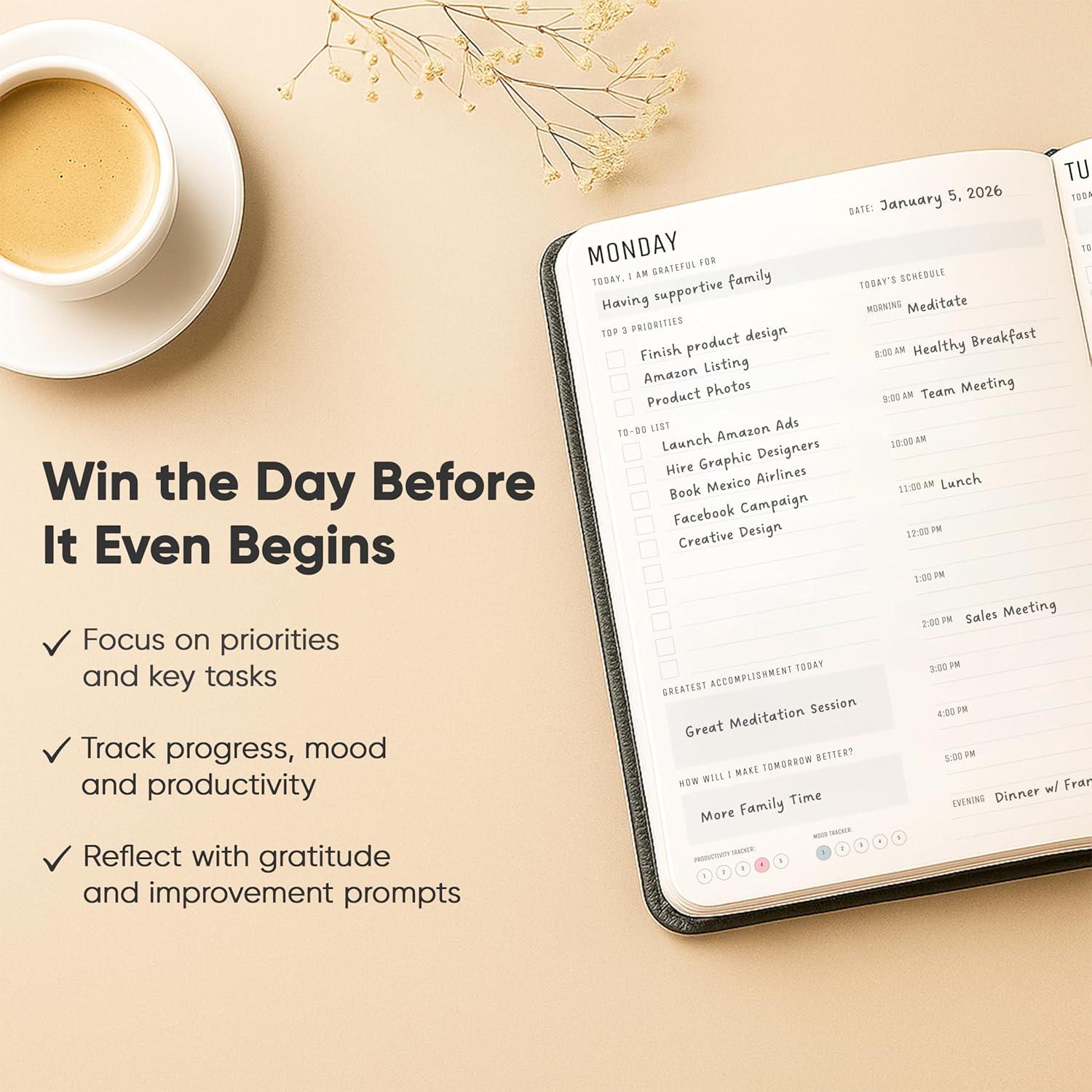 Planificador Diario 2025 A5 TIENDA DE PRODUCTIVIDAD Negro