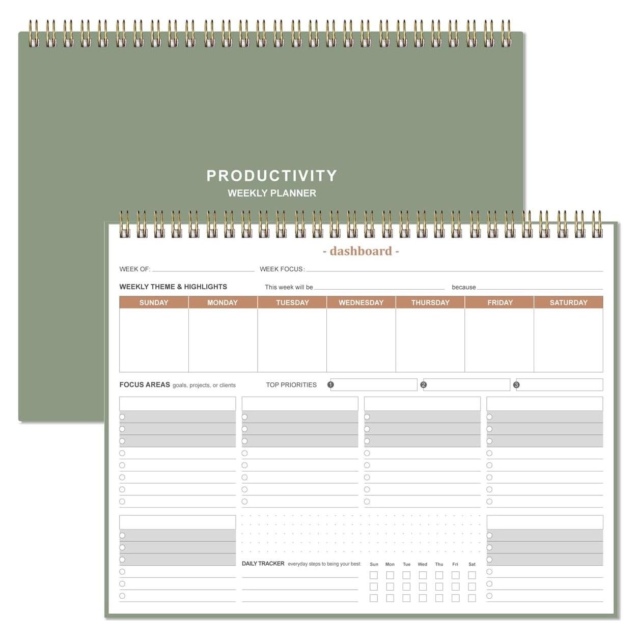 Planificador Semanal Heveboik Verde 21.6x27.9 cm 54 Semanas