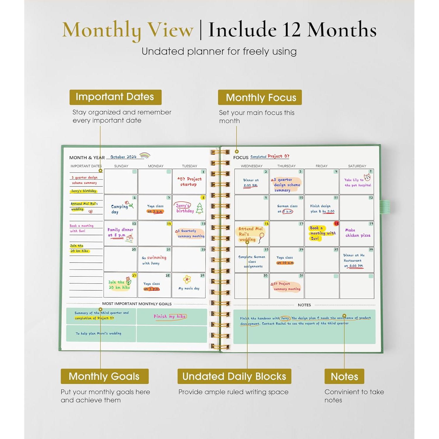 Planificador Semanal y Mensual No Datado FABLSOTH B5 Verde