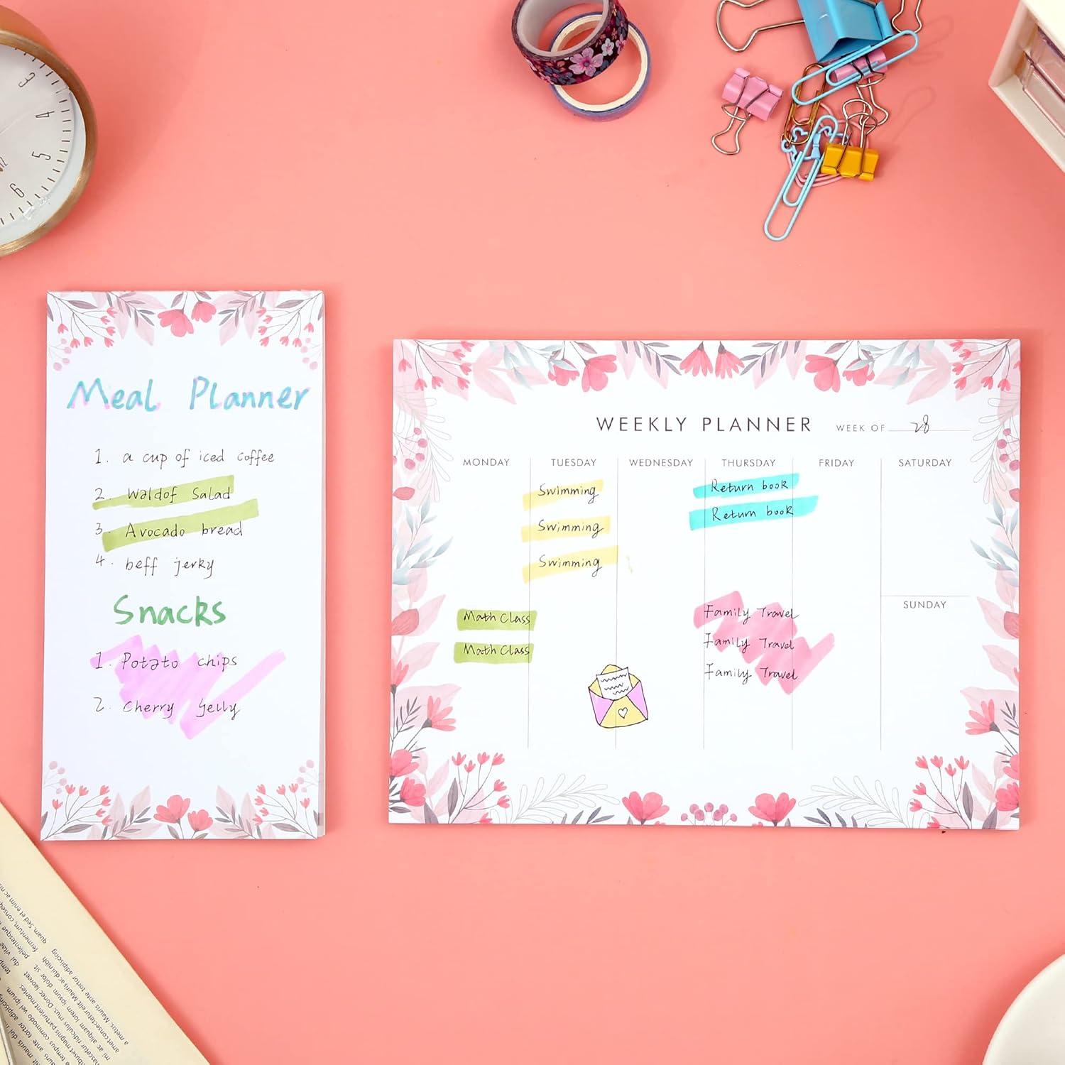 Conjunto de 2 blocs de notas semanales Yoment 17.78x22.86 cm rosa