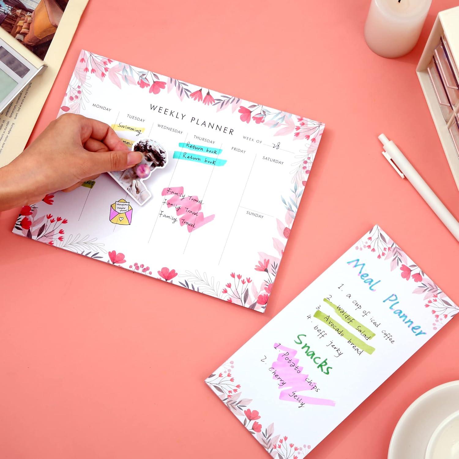 Conjunto de 2 blocs de notas semanales Yoment 17.78x22.86 cm rosa