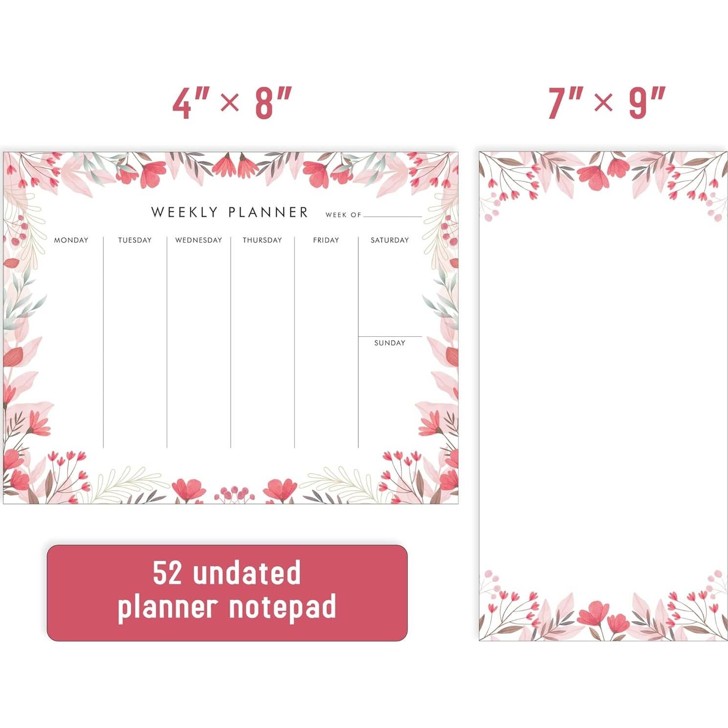 Conjunto de 2 blocs de notas semanales Yoment 17.78x22.86 cm rosa