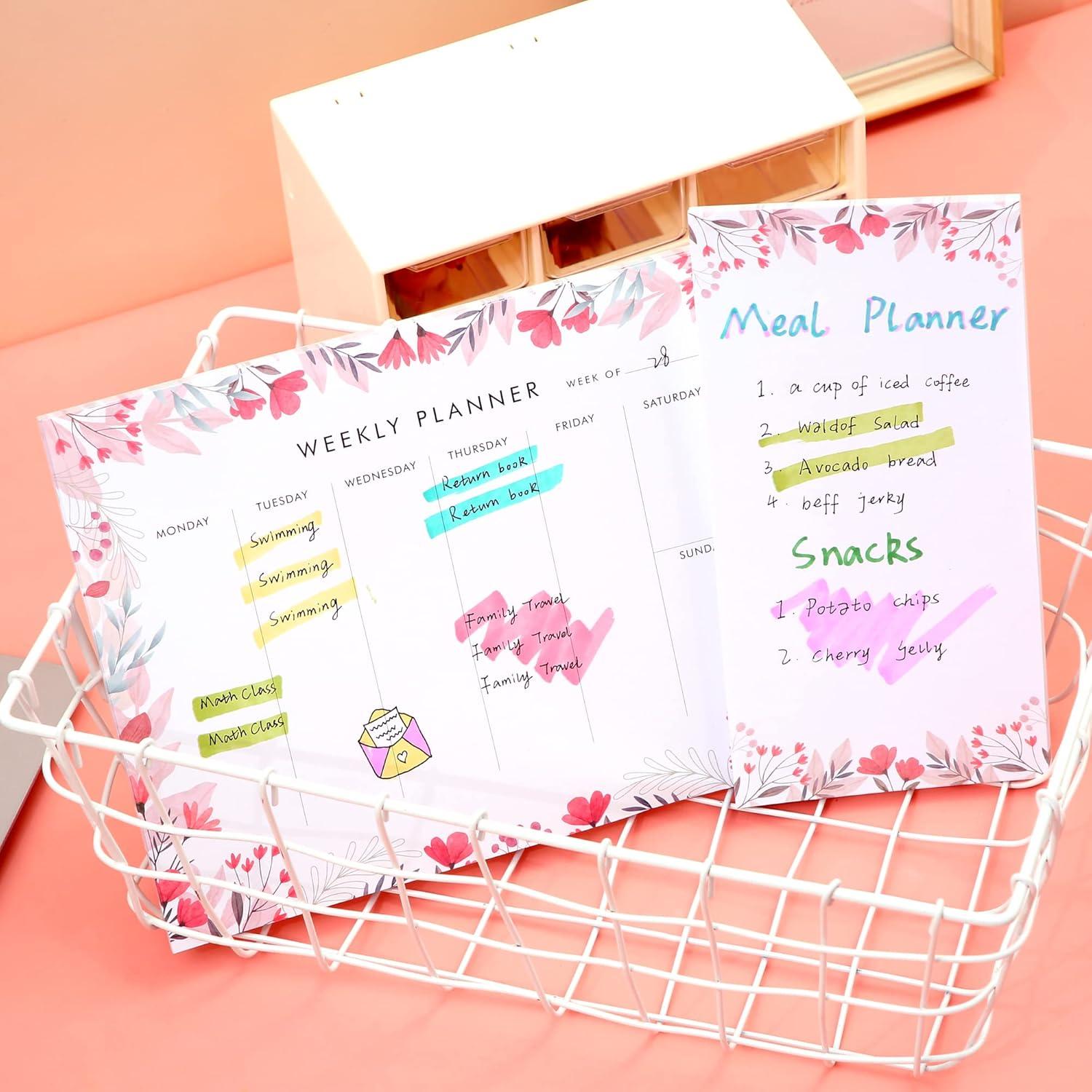 Conjunto de 2 blocs de notas semanales Yoment 17.78x22.86 cm rosa